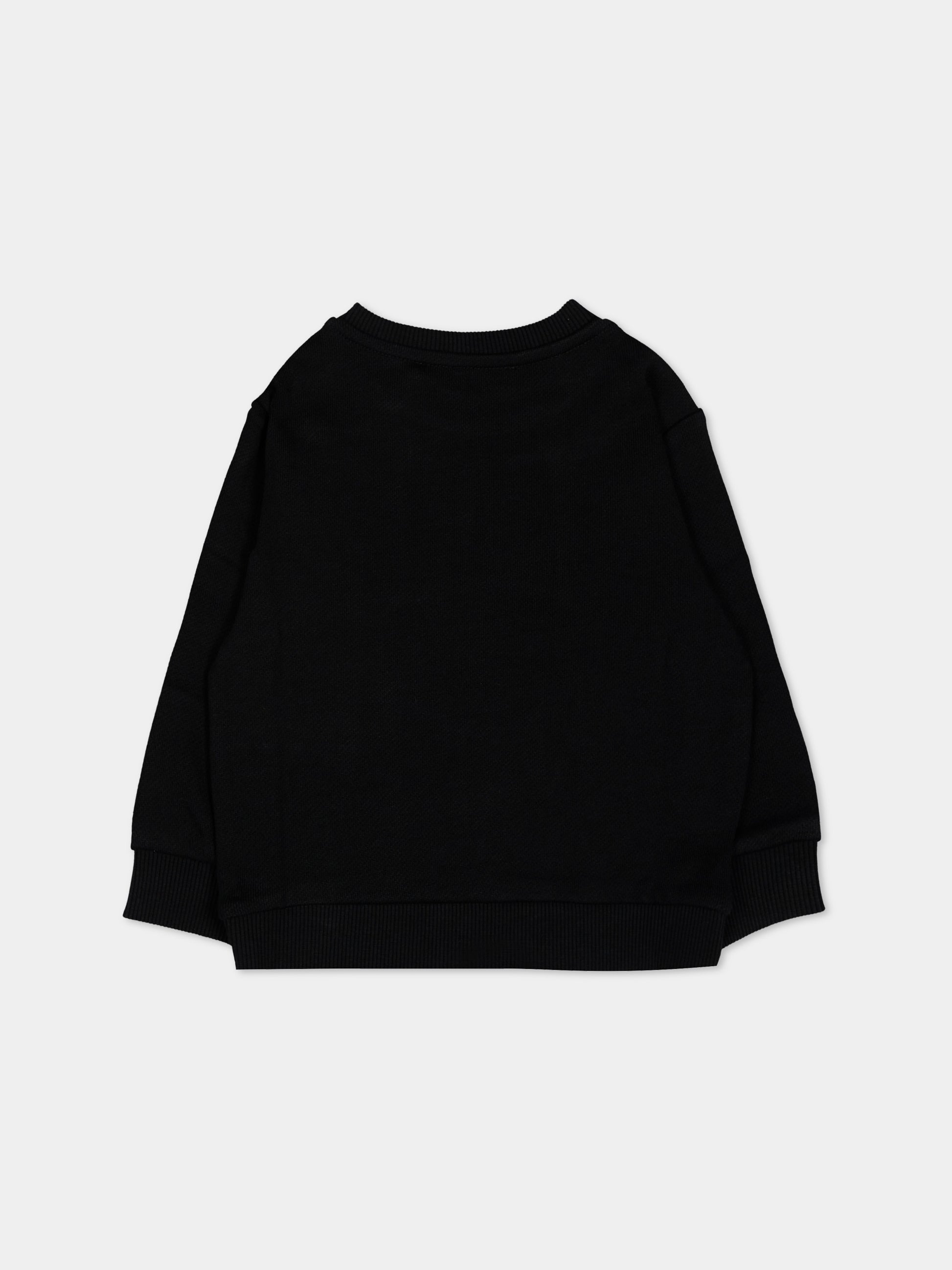 Felpa nera per neonati con logo,Balmain Kids,BZ4340 Z3183 930BC