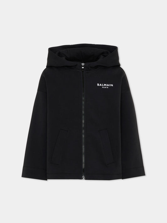 Felpa nera per bambini con logo,Balmain Kids,BZ4I70 Z3728 930BC