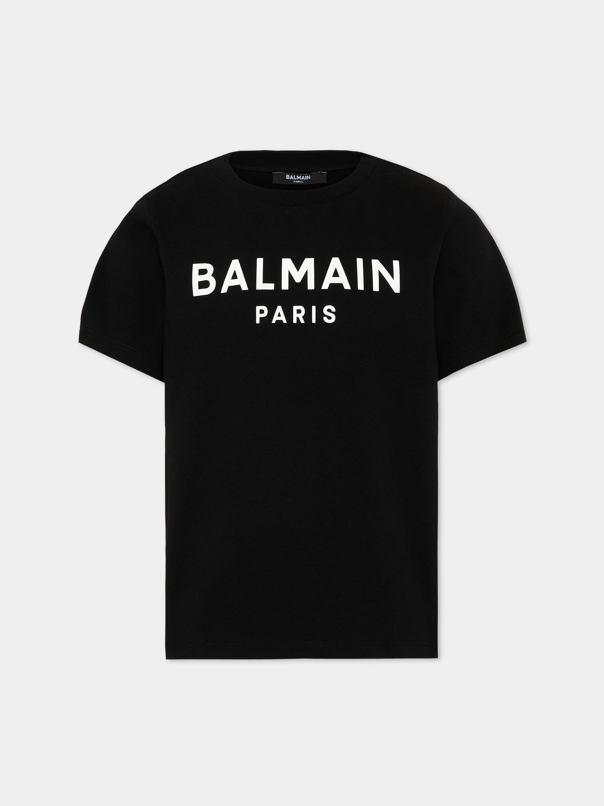 T-Shirt nera per bambini con logo,Balmain Kids,BY8R11 Z3672 930BC