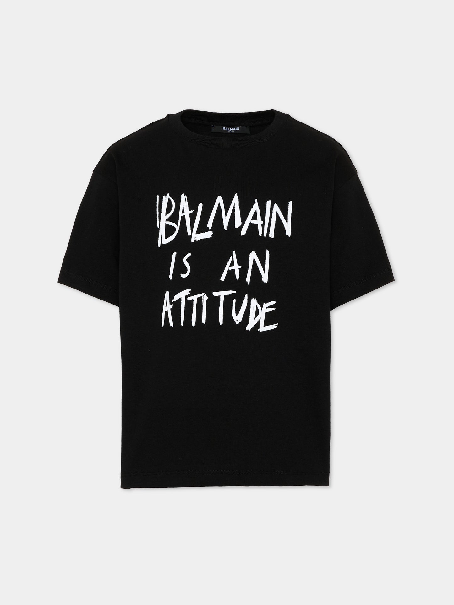 T-shirt nera per bambino con logo,Balmain Kids,BZ8H01 Z3672 930BC