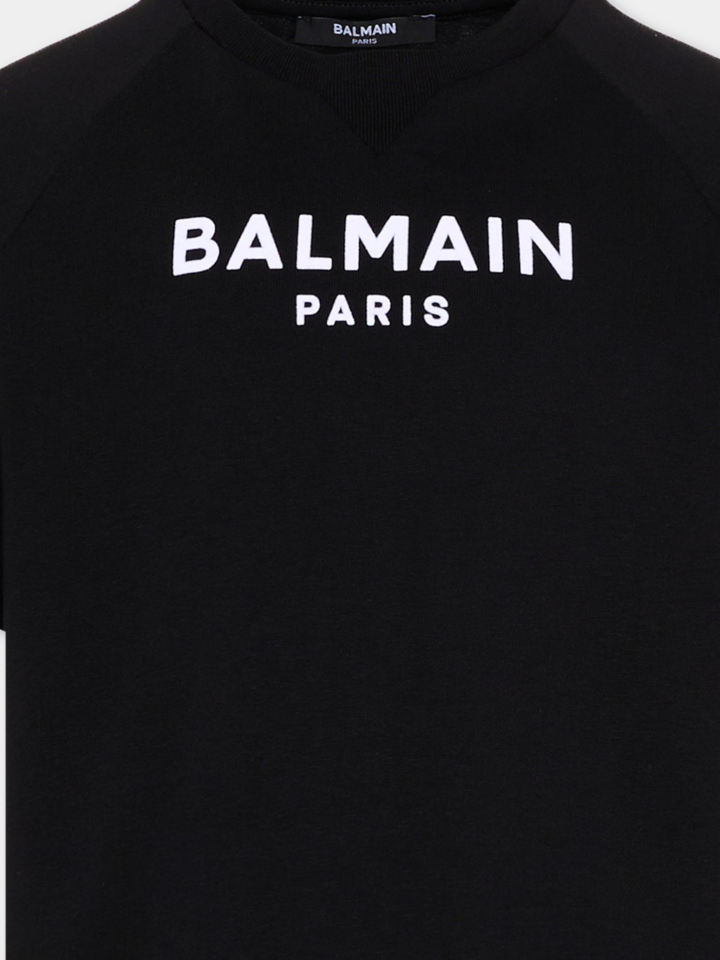 T-Shirt nera per bambino con logo,Balmain Kids,BZ8I01 Z3672 930BC