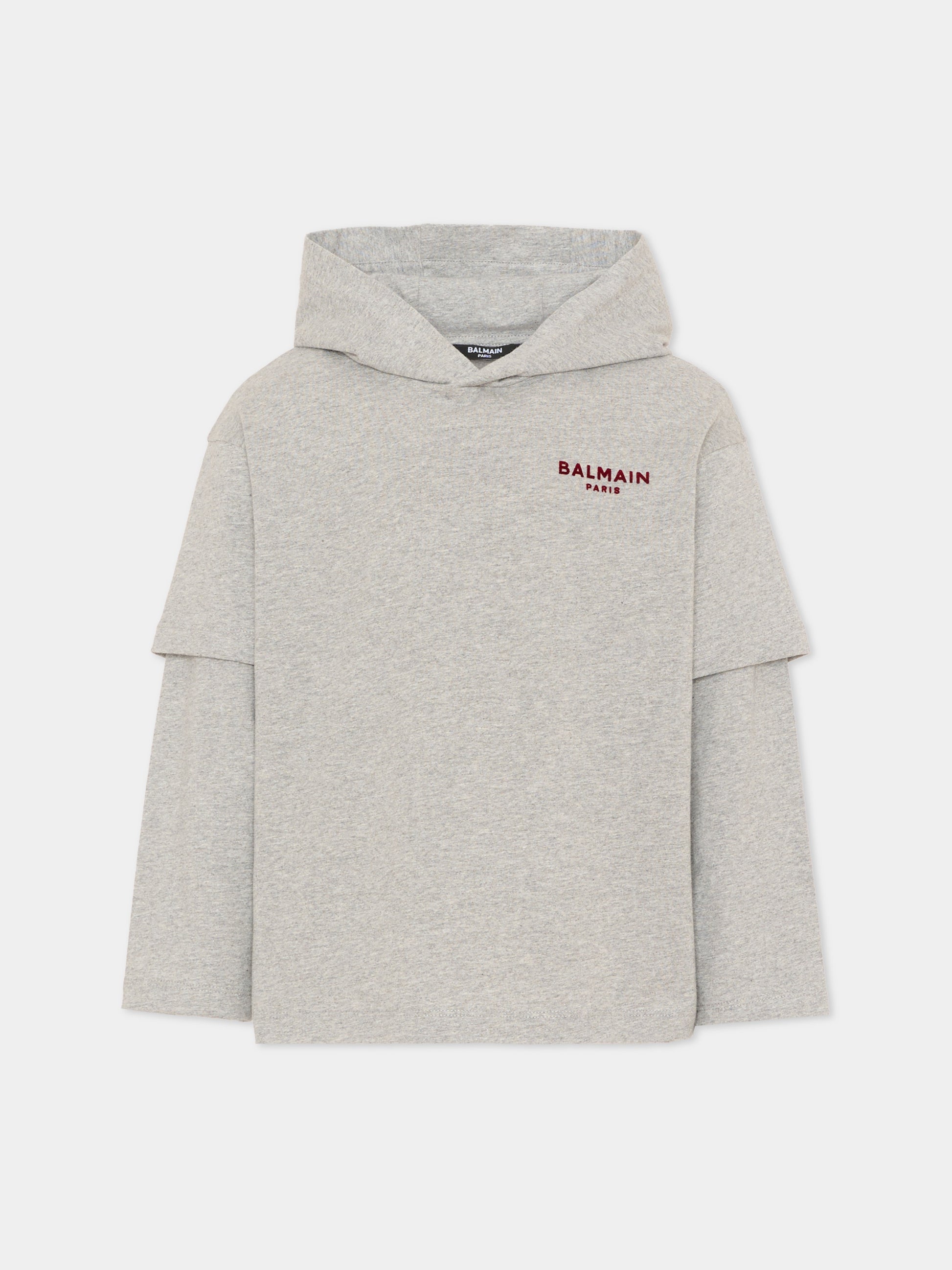 T-Shirt grigia per bambini con logo,Balmain Kids,BZ8I30 Z3191 806BD