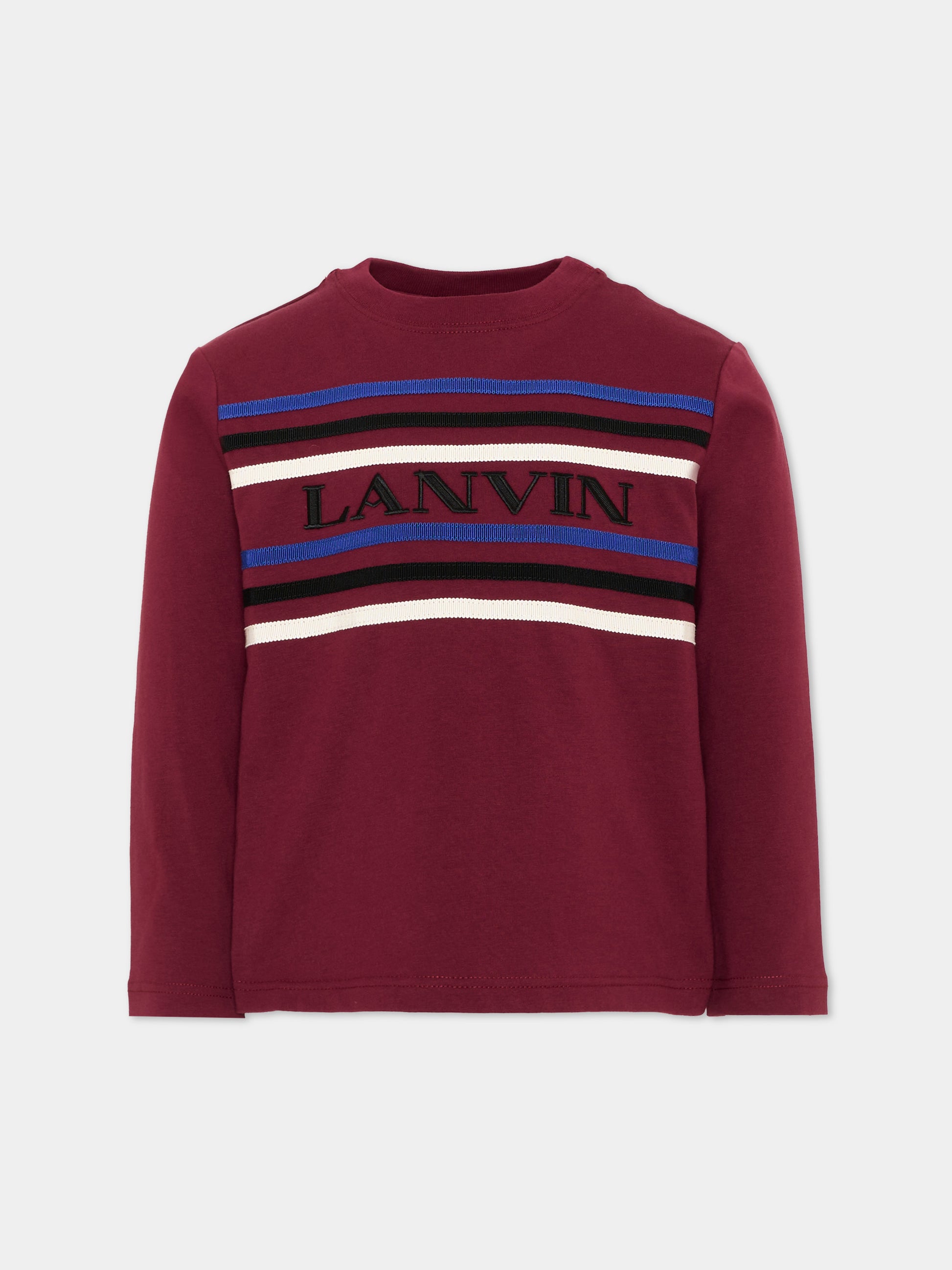 T-shirt a manica lunga bordeaux con logo,Lanvin Petite,N30429 955