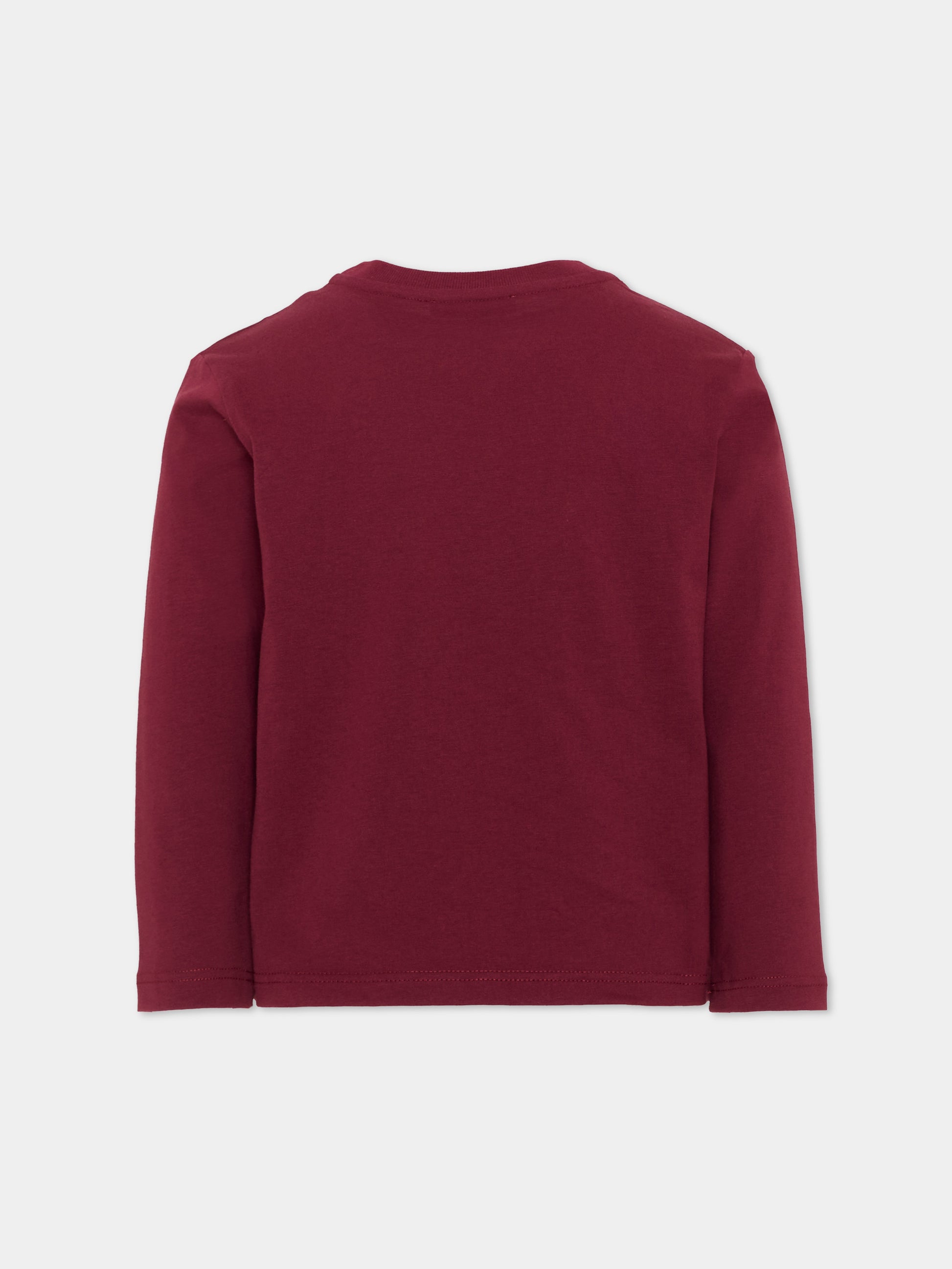 T-shirt a manica lunga bordeaux con logo,Lanvin Petite,N30429 955