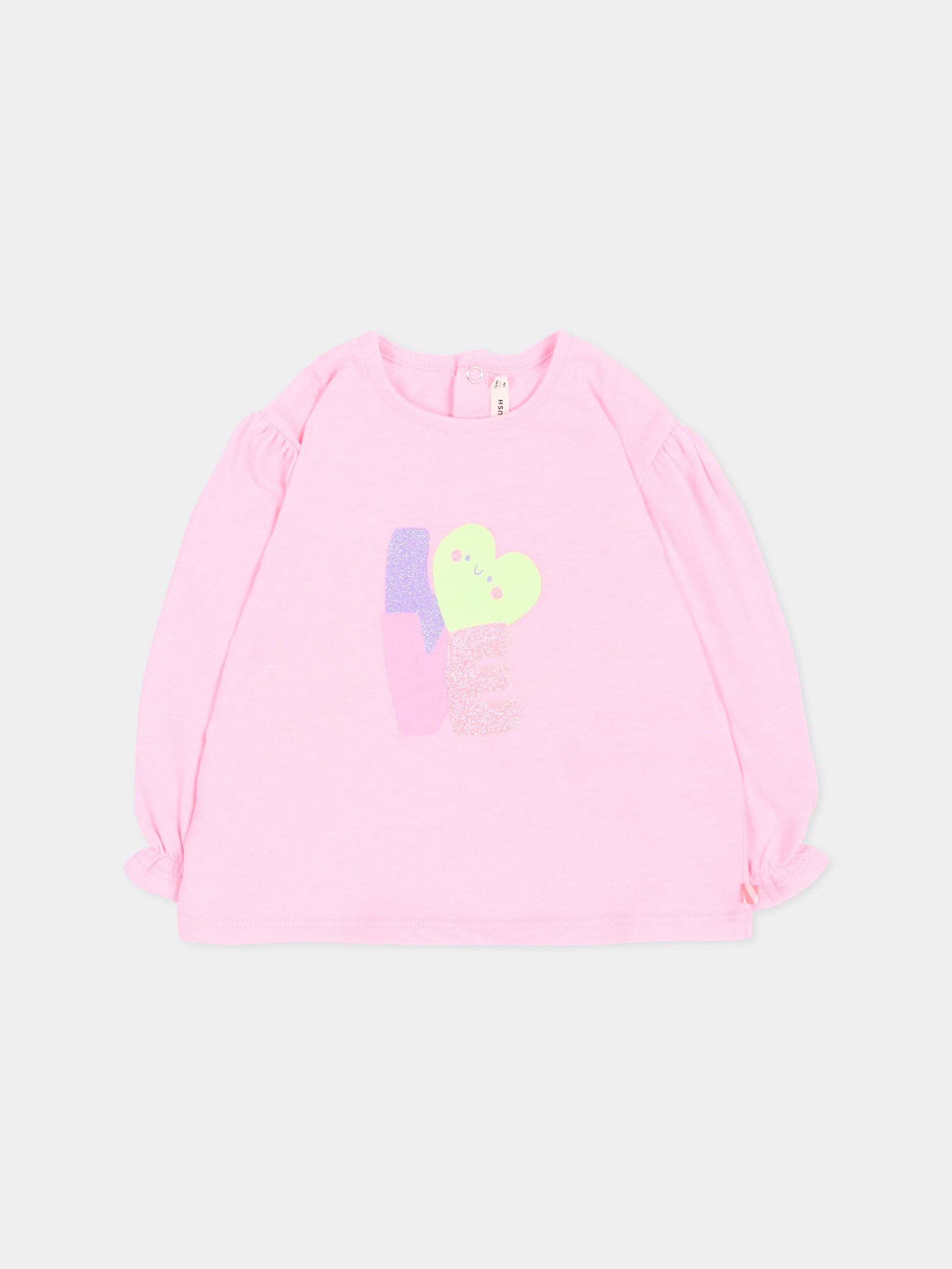 T-shirt rosa per neonata con cuore,Billieblush,U22244 462