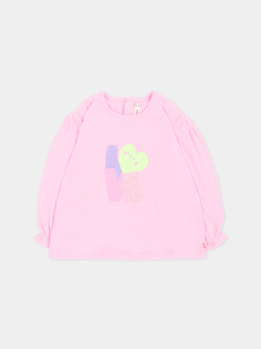 T-shirt rosa per neonata con cuore,Billieblush,U22244 462