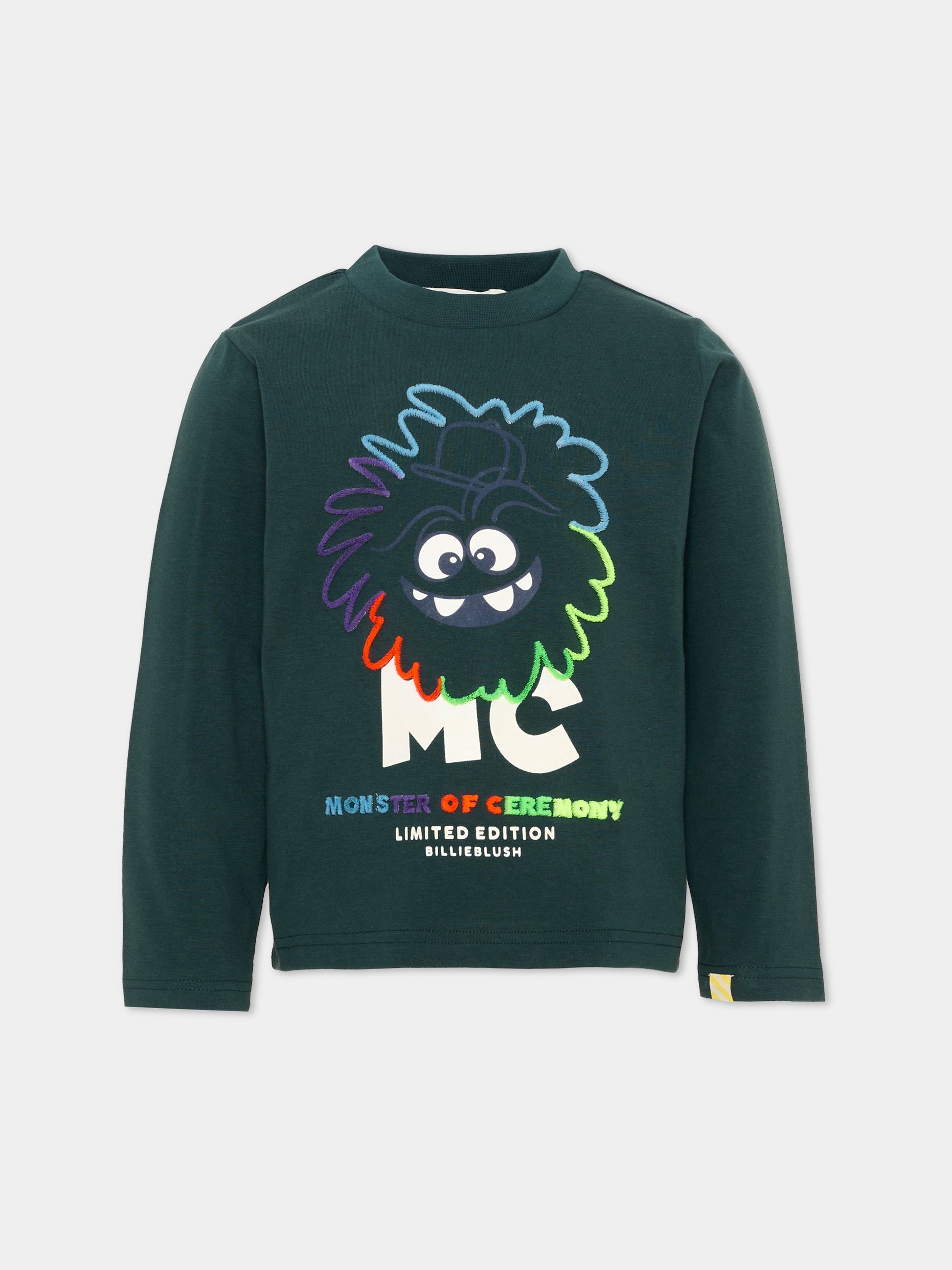 T-shirt verde per bambino con mostro,Billieblush,U22303 68R