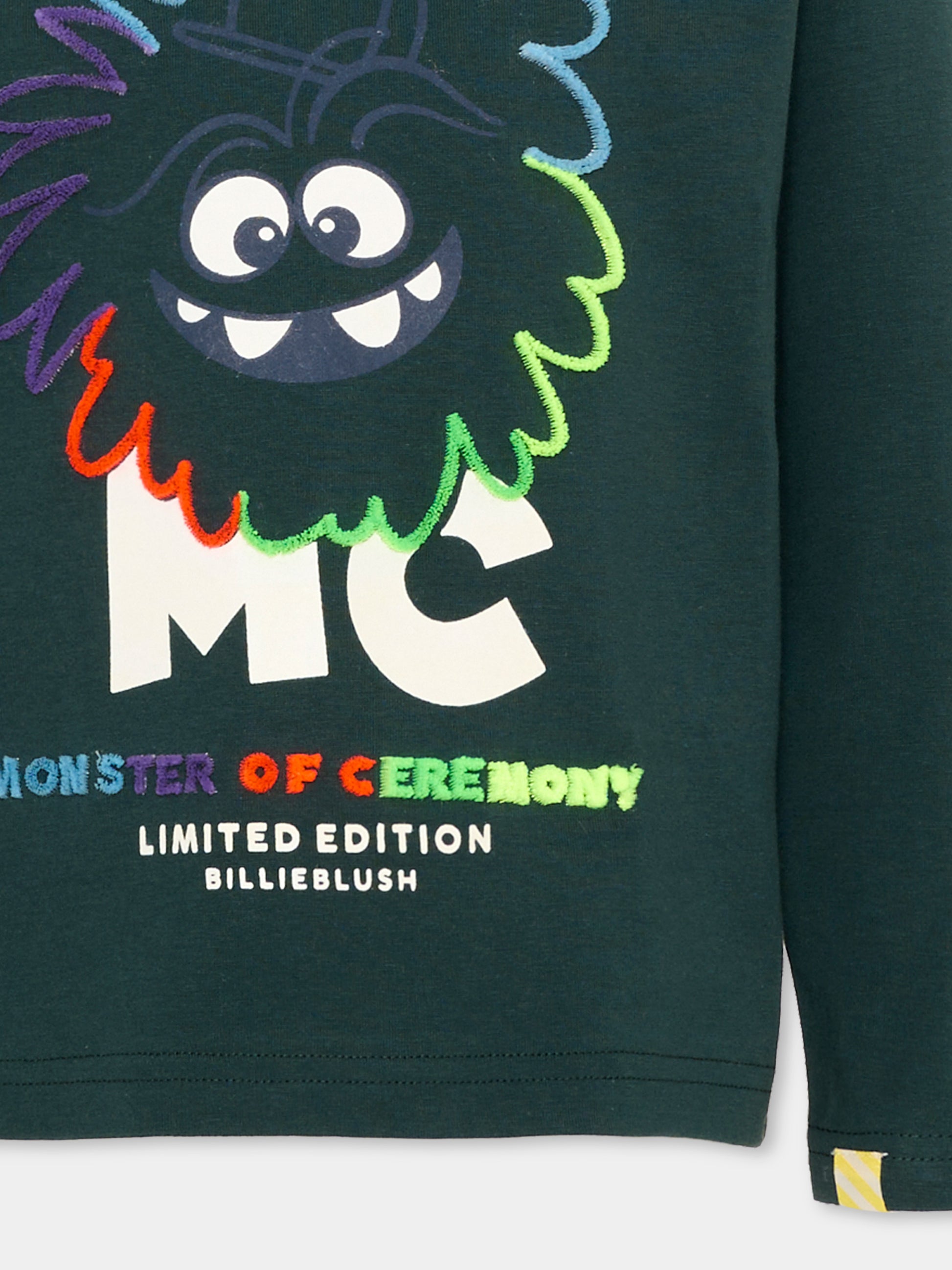 T-shirt verde per bambino con mostro,Billieblush,U22303 68R