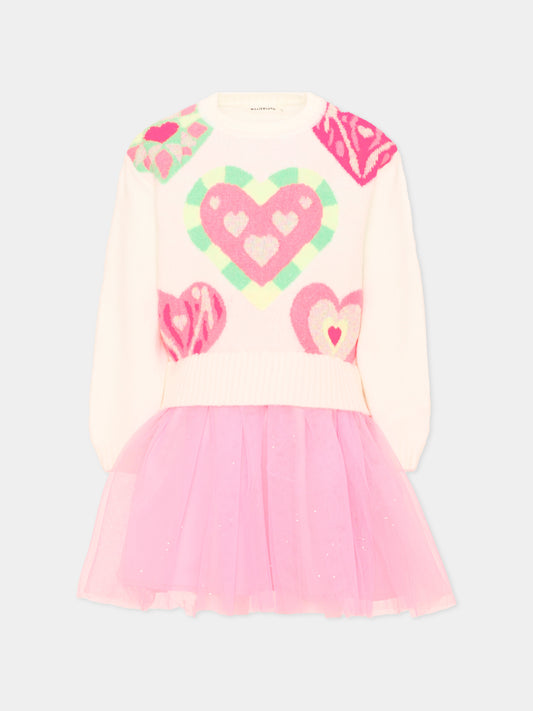 Vestito rosa per bambina con cuori,Billieblush,U22347 462