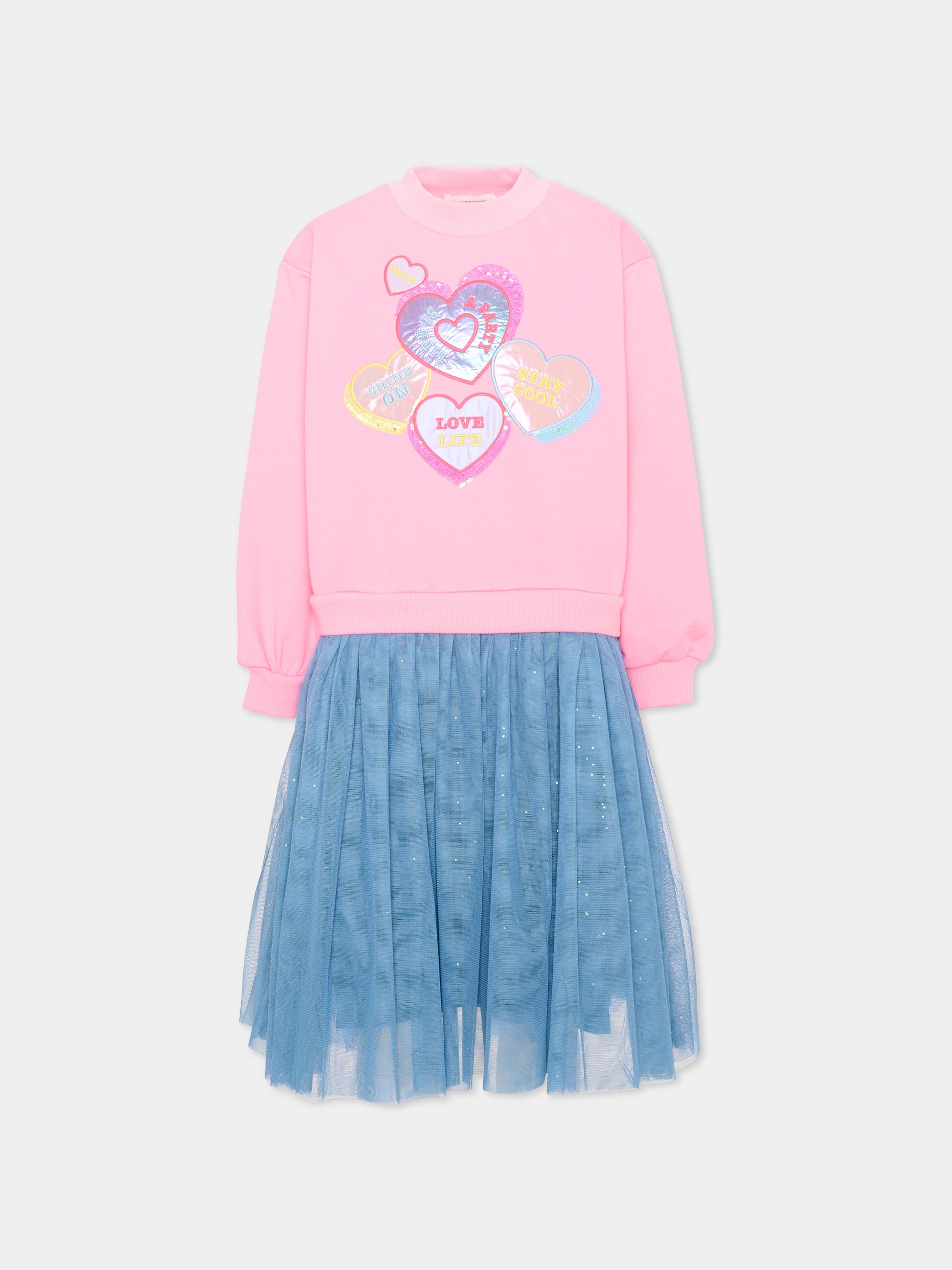 Vestito rosa per bambina con cuori,Billieblush,U22350 462