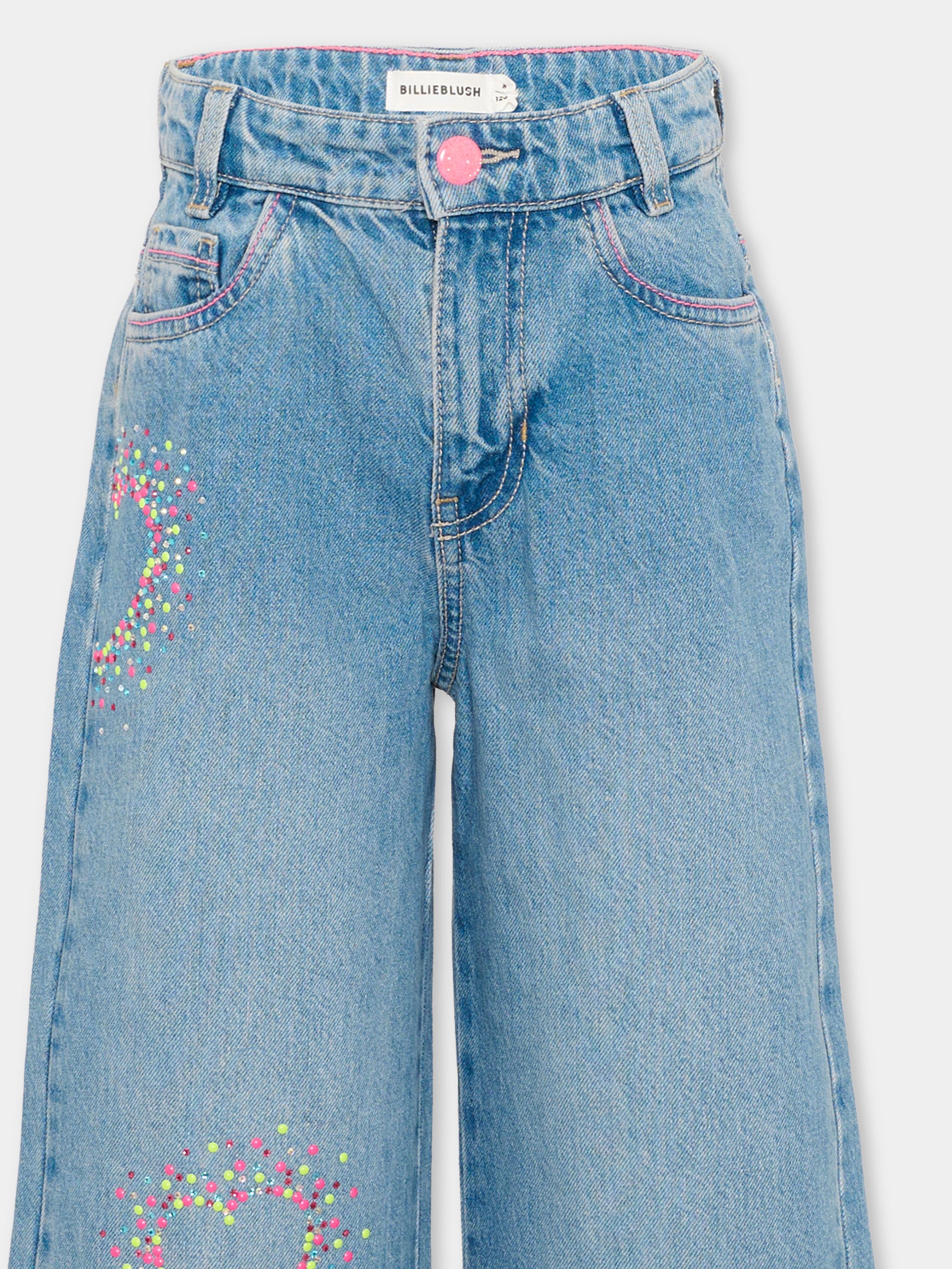 Jeans denim per bambina con cuori,Billieblush,U22408 Z18