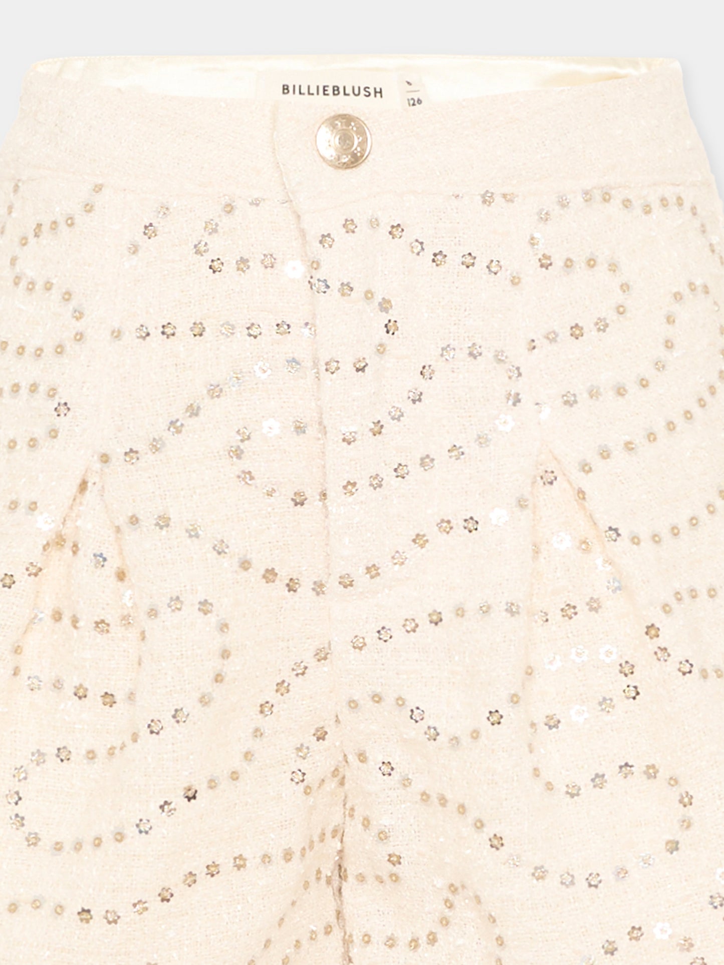 Shorts avorio per bambina con paillettes,Billieblush,U22429 121