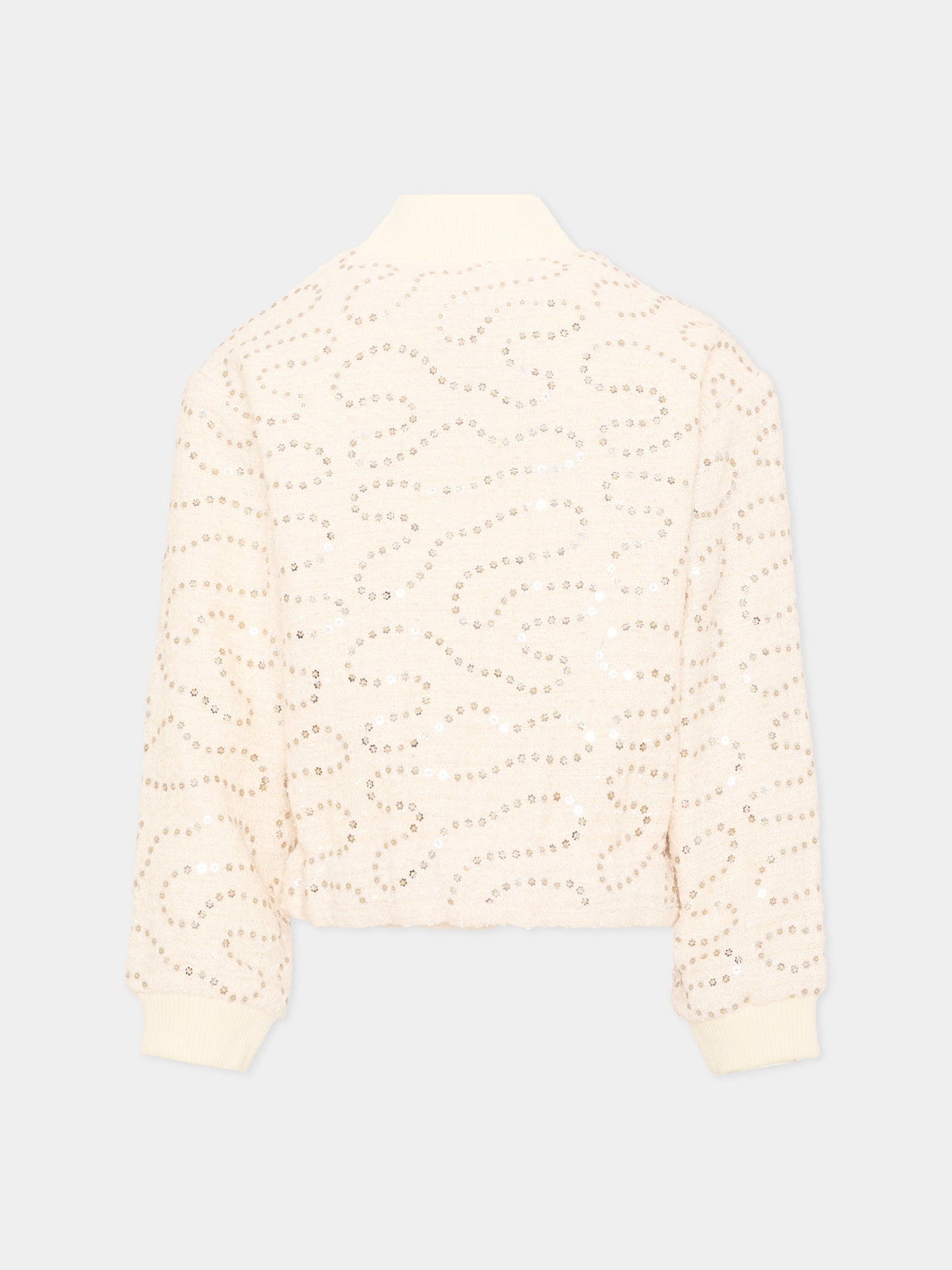 Bomber avorio per bambina con paillettes,Billieblush,U22433 121