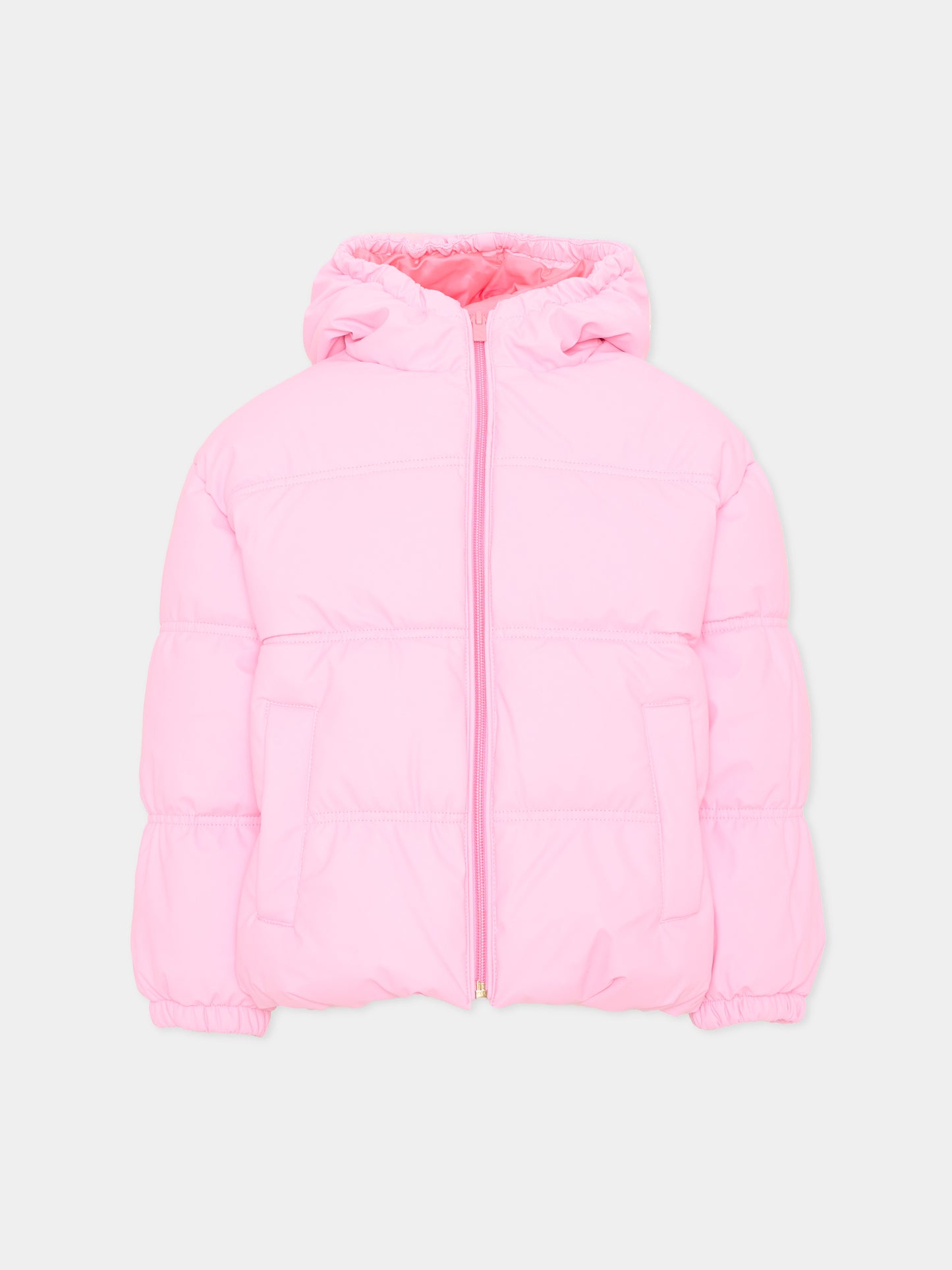 Piumini rosa per bambina con logo,Billieblush,U22444 48X
