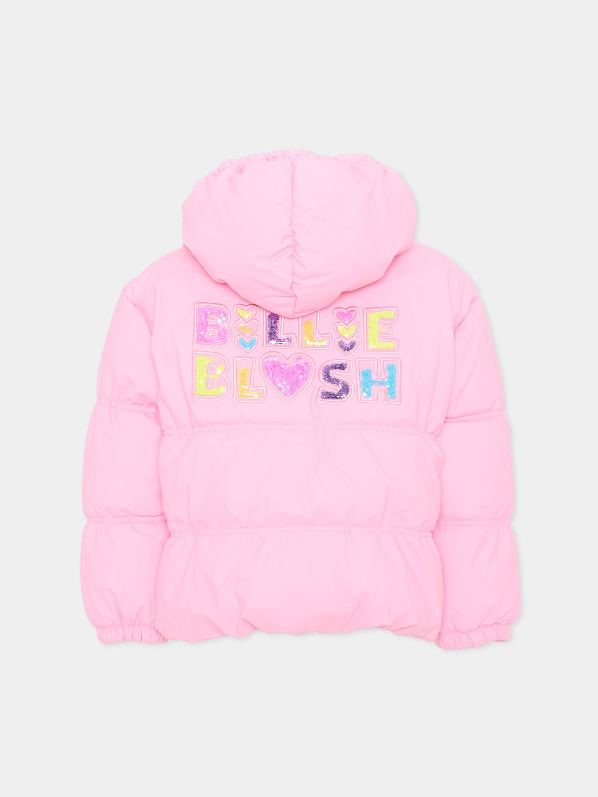 Piumini rosa per bambina con logo,Billieblush,U22444 48X