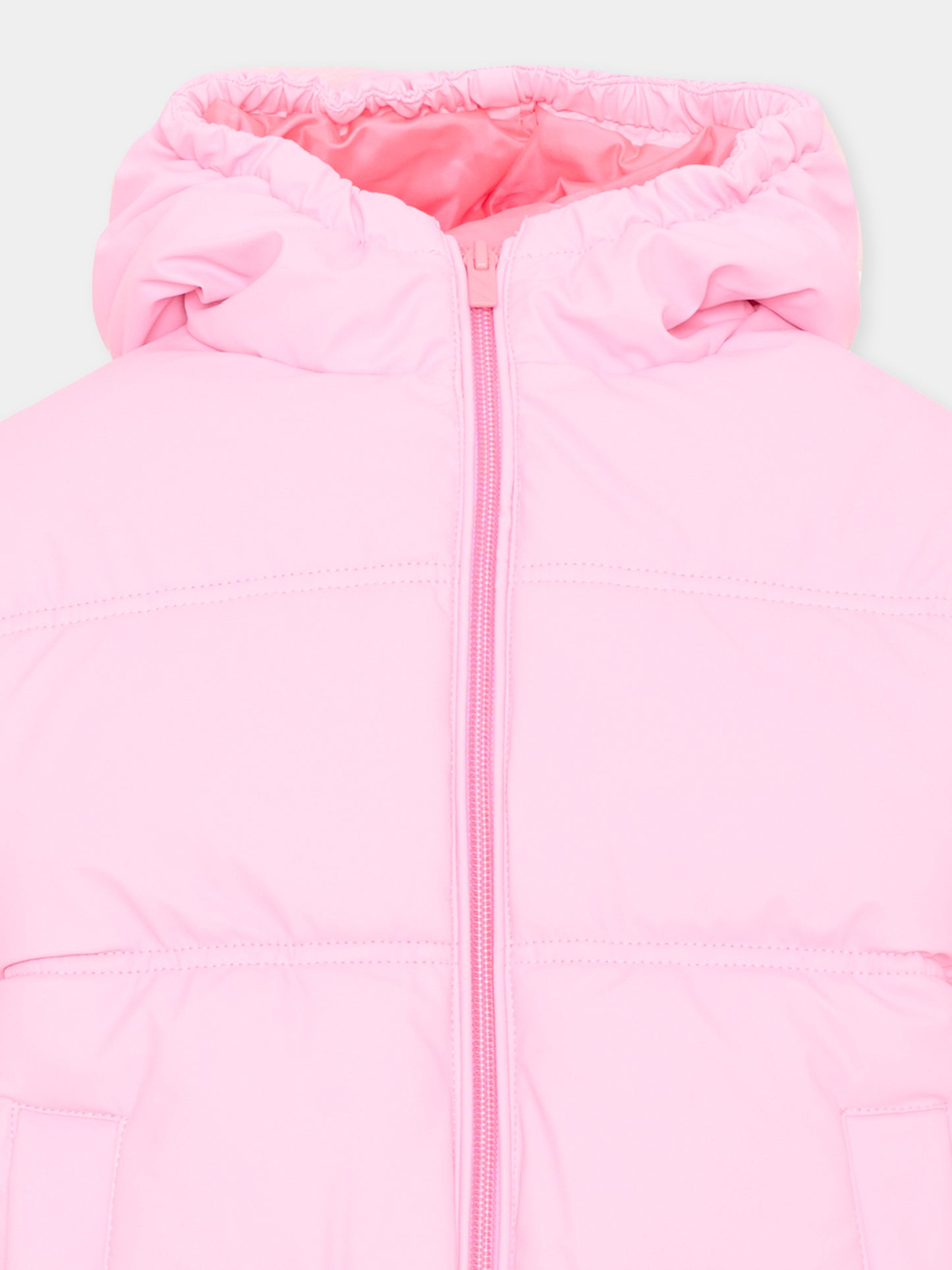 Piumini rosa per bambina con logo,Billieblush,U22444 48X