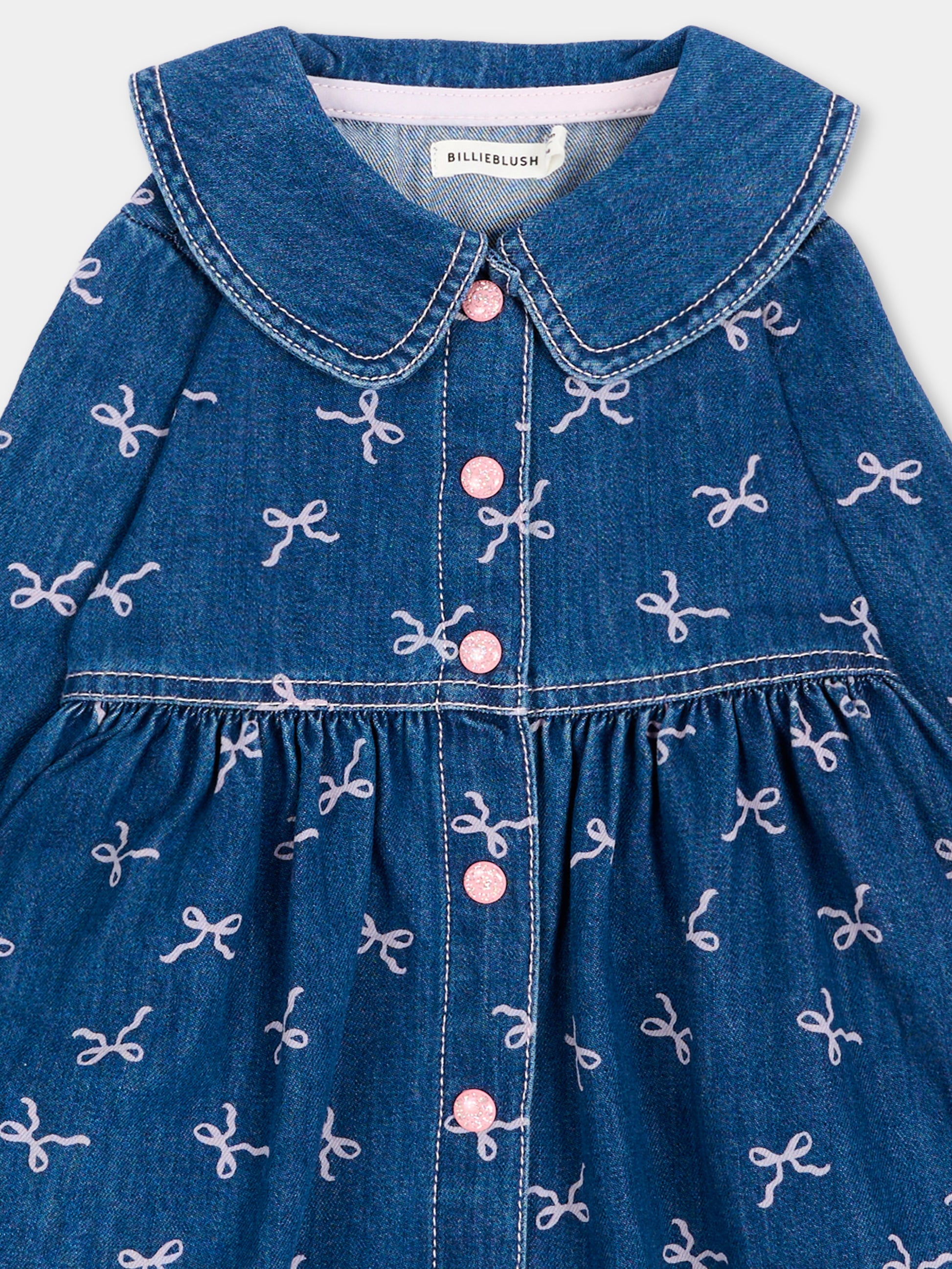 Vestito denim per neonata con fiocchi,Billieblush,U22456 Z10