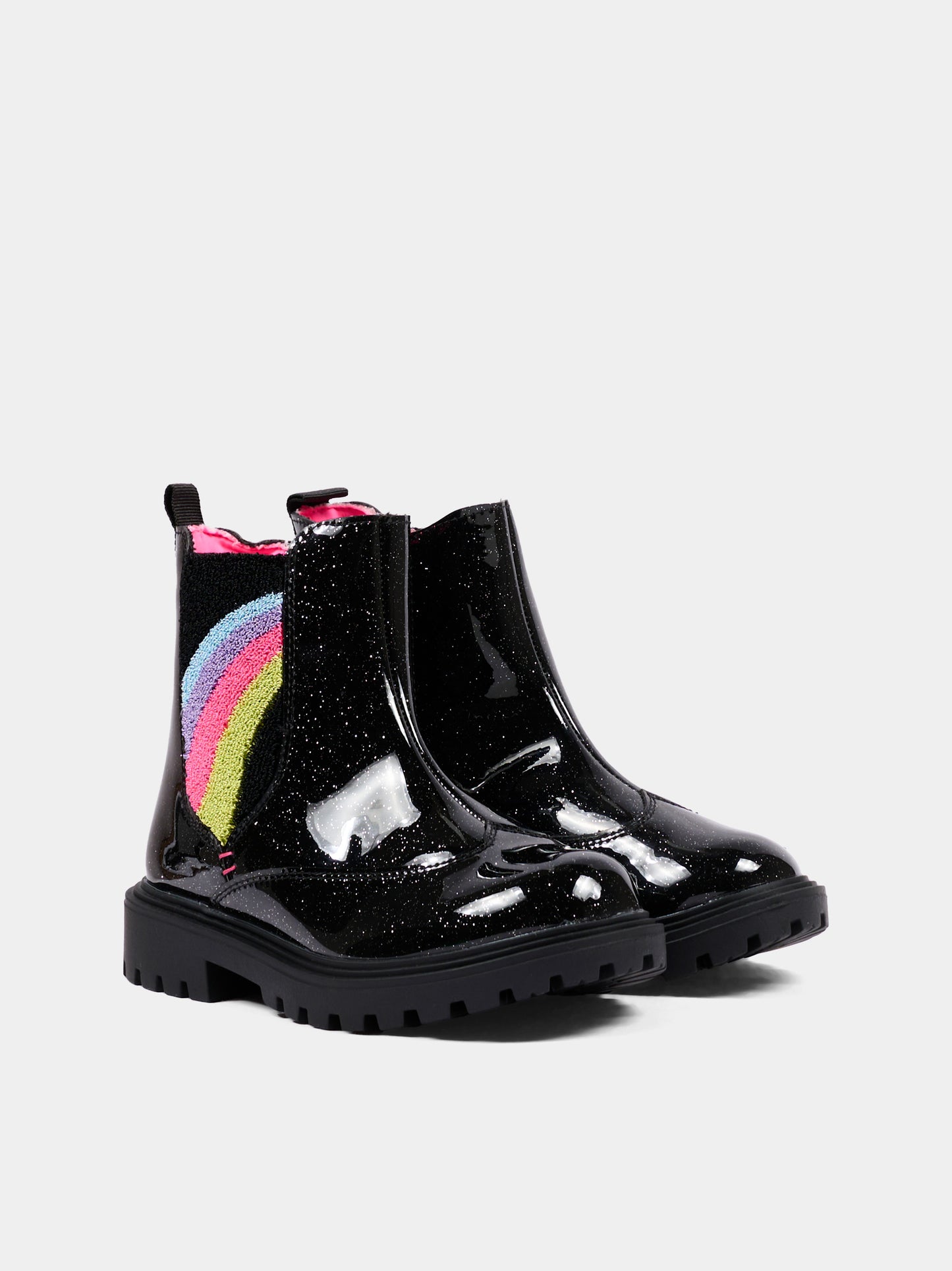 Stivaletti neri per bambina con arcobaleno,Billieblush,U22484 09B