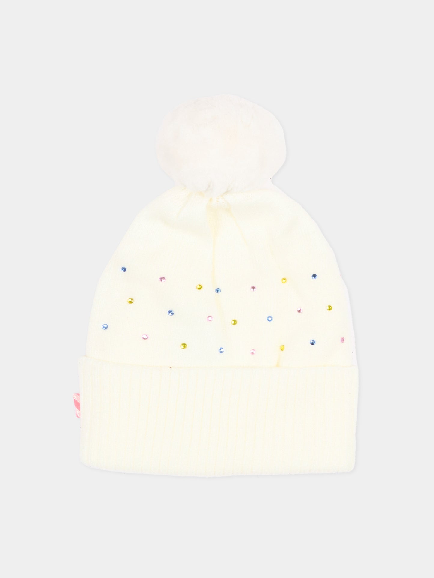 Berretto avorio per bambina con logo,Billieblush,U22499 121