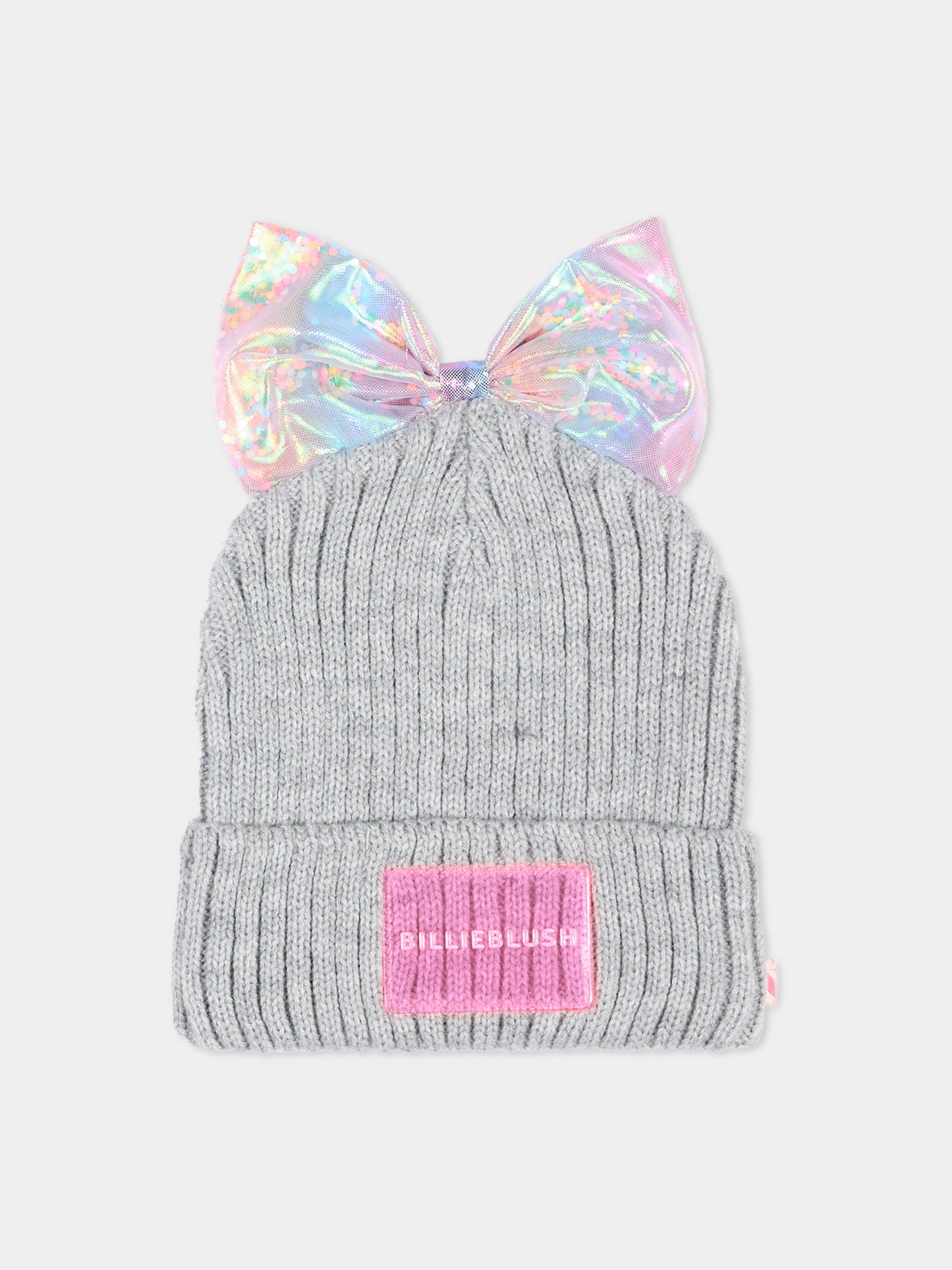 Berretto grigio per bambina con logo,Billieblush,U22500 A32