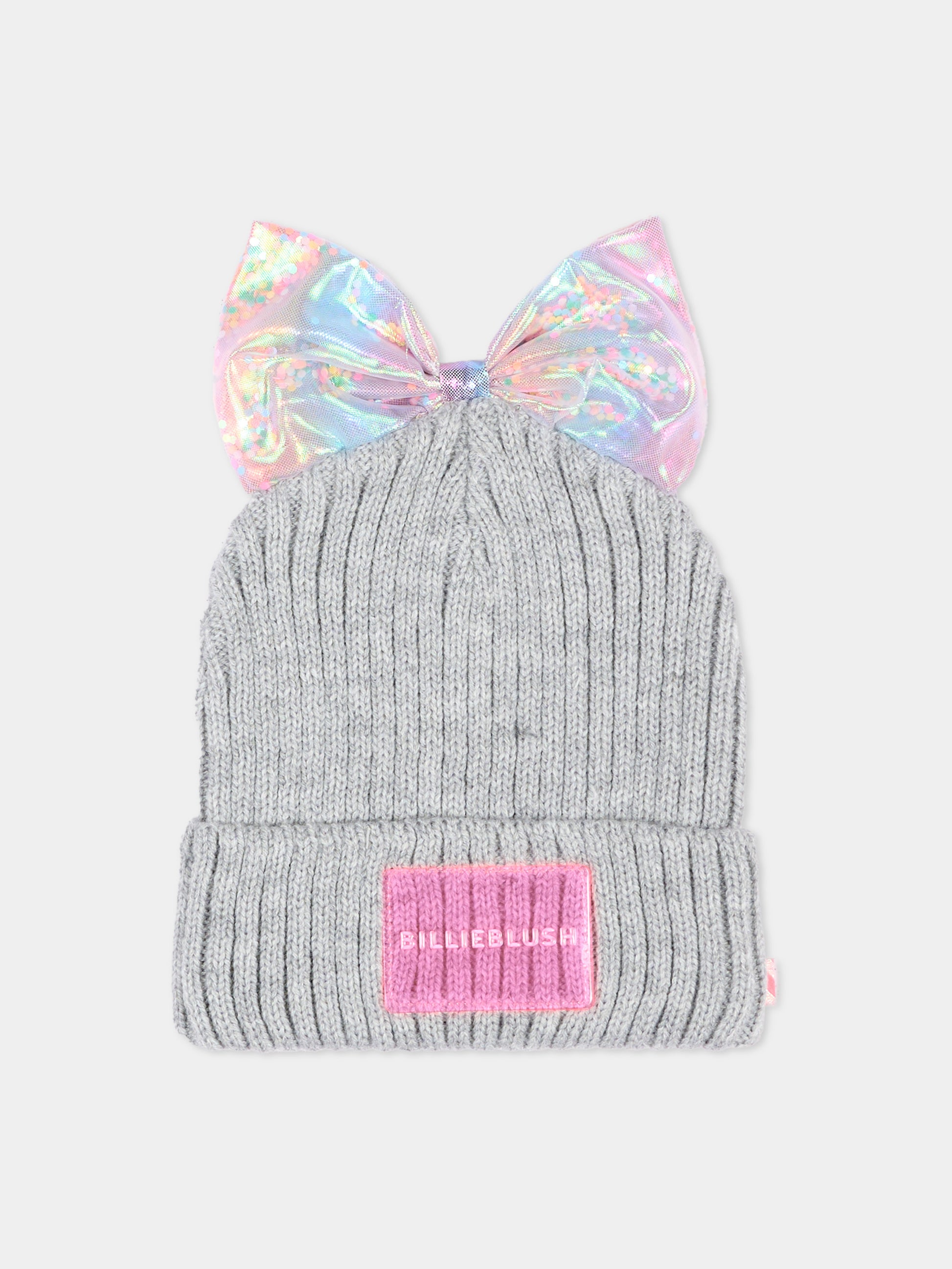 Berretto grigio per bambina con logo,Billieblush,U22500 A32