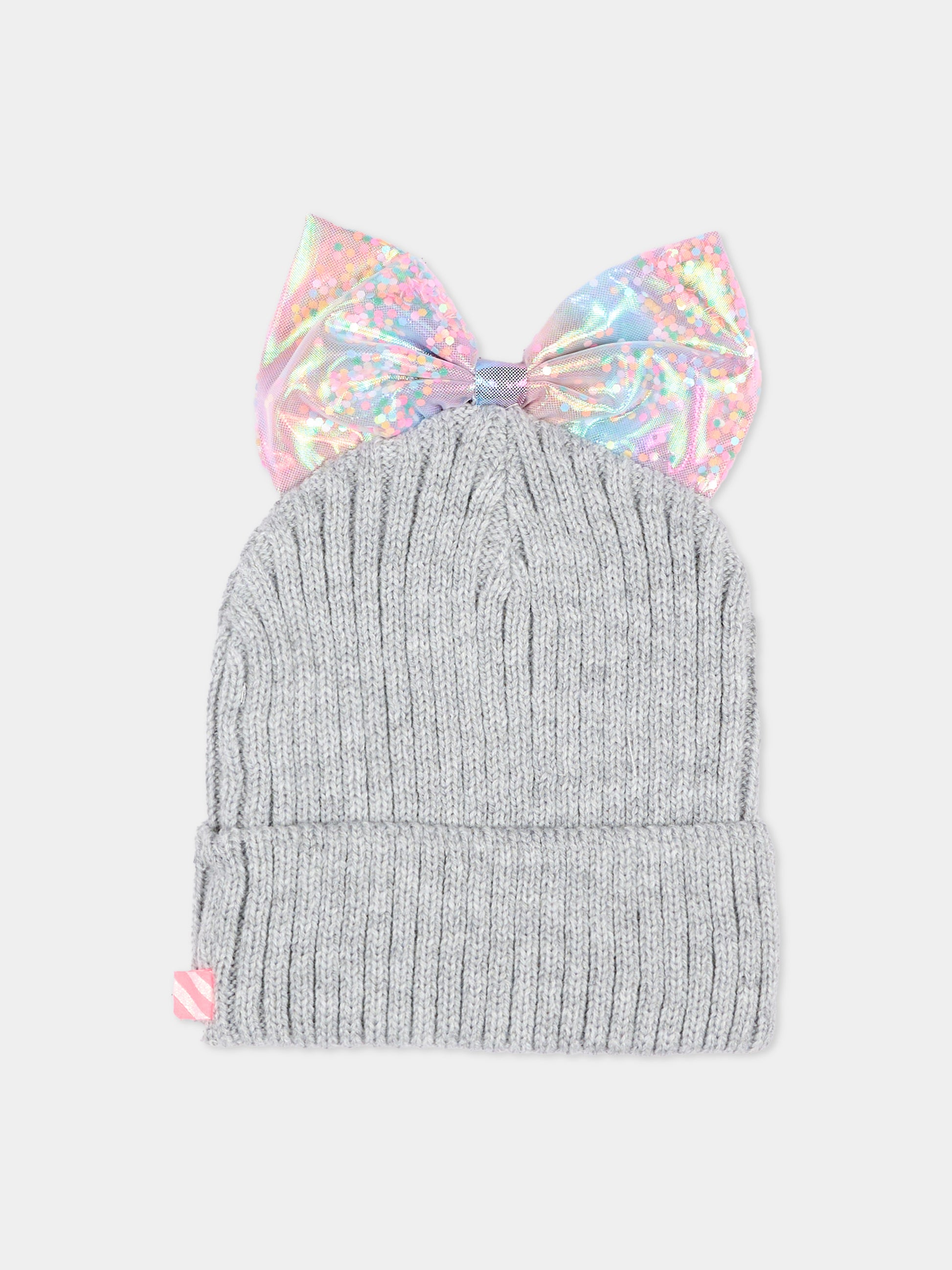 Berretto grigio per bambina con logo,Billieblush,U22500 A32