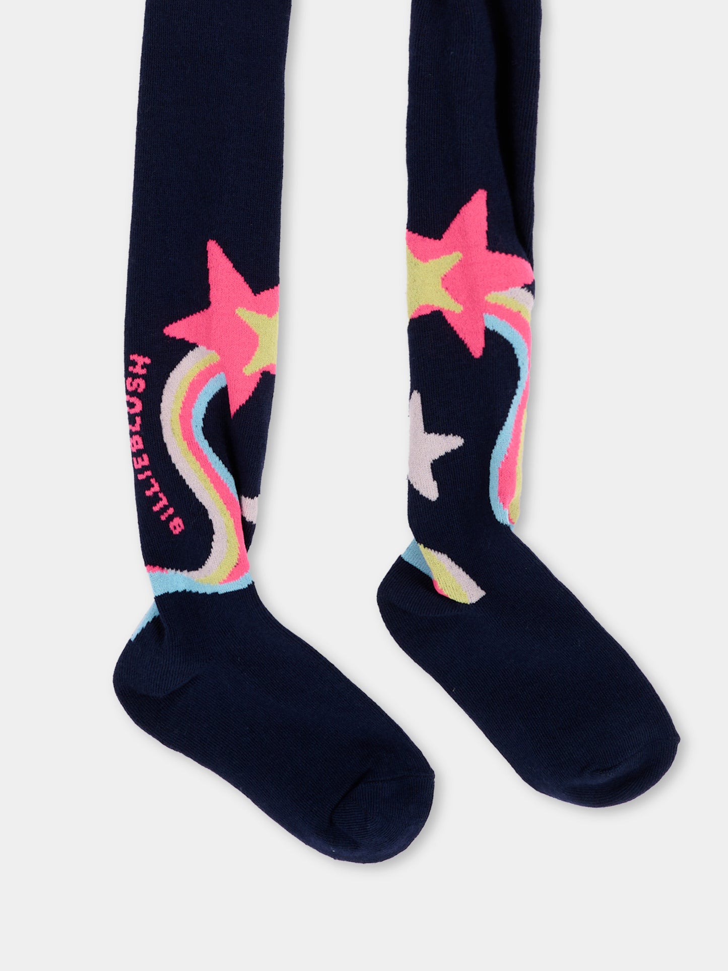 Collant blu per bambina con stelle,Billieblush,U22511 85T