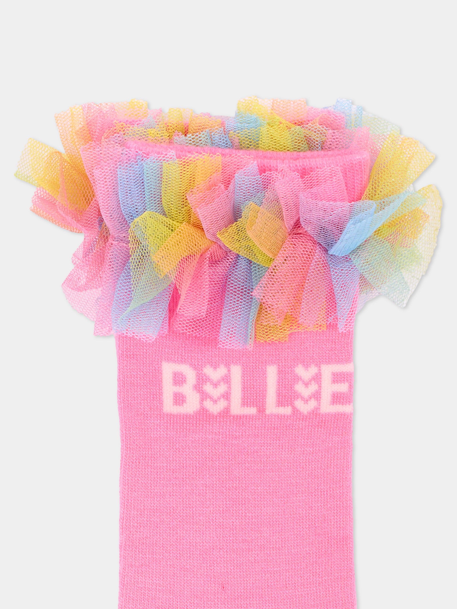 Calzini fucsia per bambina con tulle,Billieblush,U22514 47A