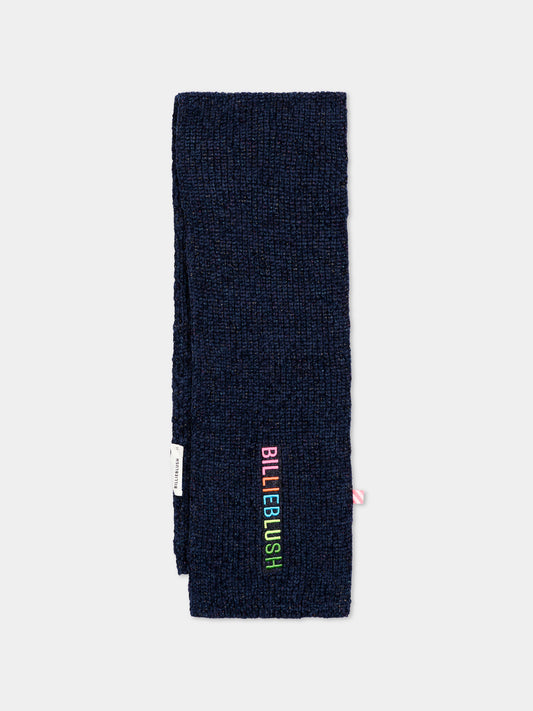 Sciarpa blu per bambina con logo,Billieblush,U22519 85T