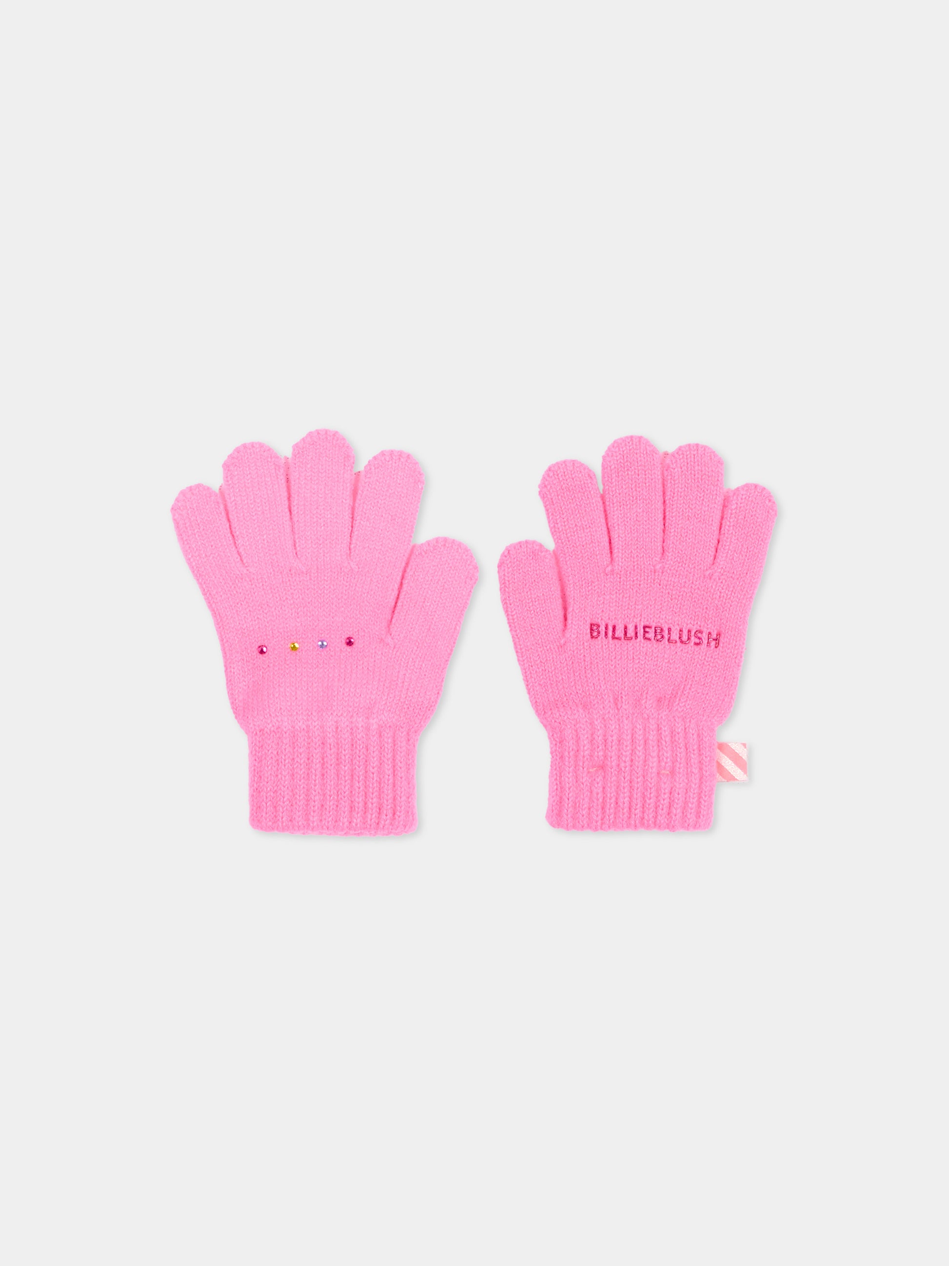 Guanti fucsia per bambina con logo,Billieblush,U22541 47A