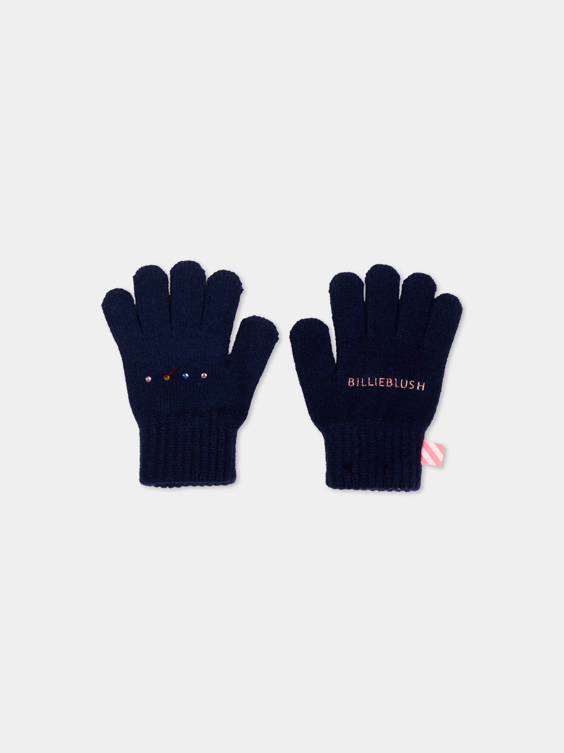 Guanti blu per bambina con logo,Billieblush,U22541 85T