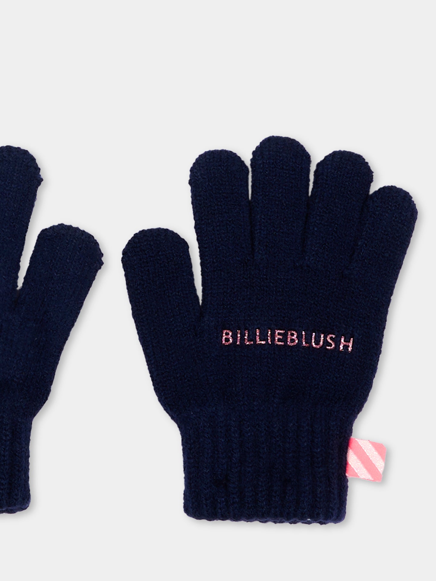 Guanti blu per bambina con logo,Billieblush,U22541 85T