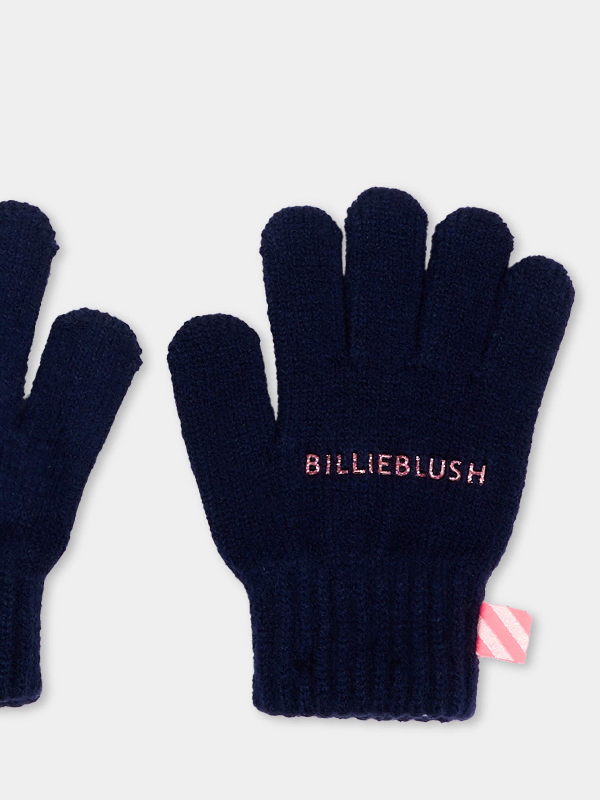 Guanti blu per bambina con logo,Billieblush,U22541 85T