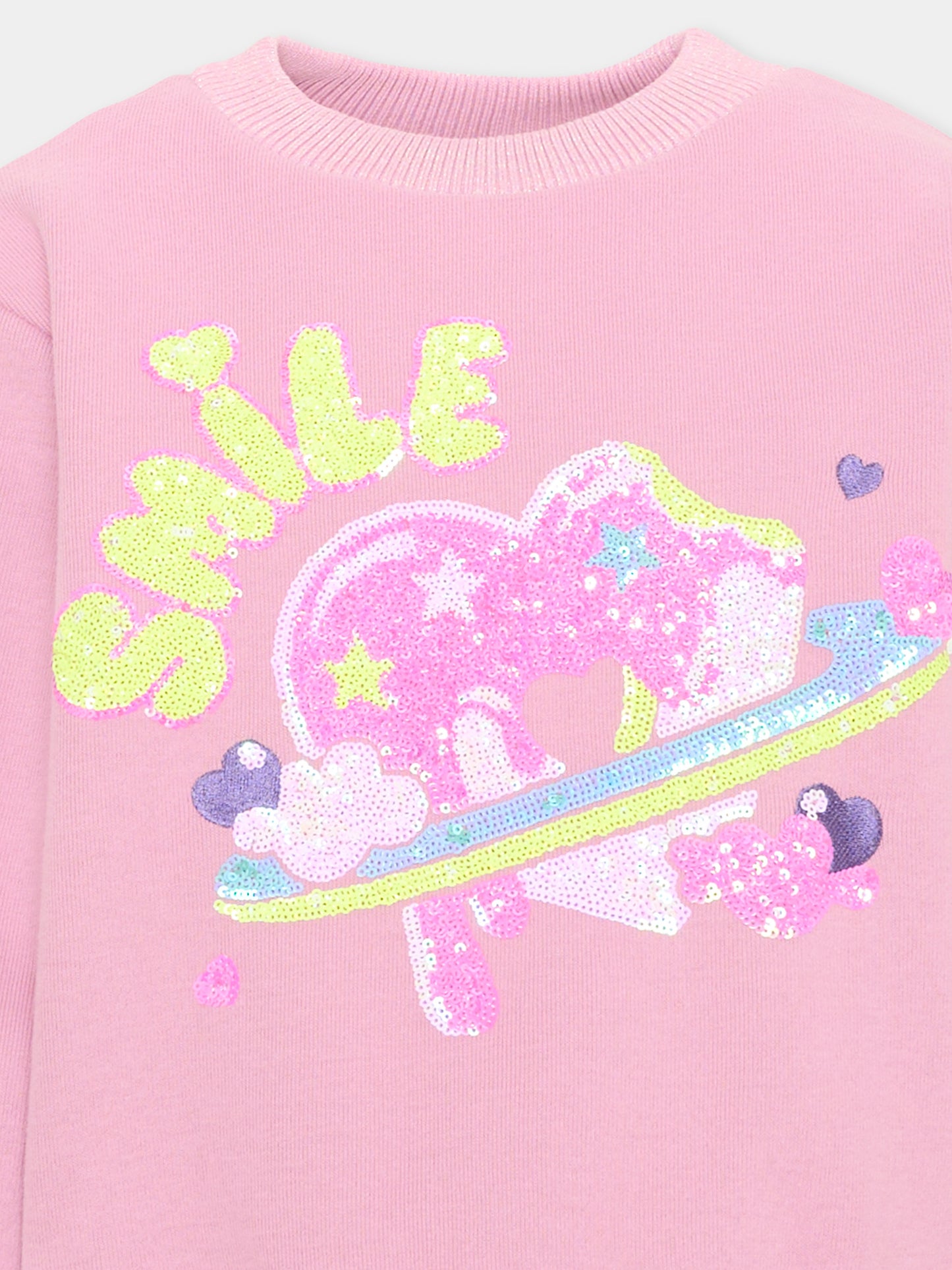 Felpa rosa per bambina con paillettes,Billieblush,U22568 48X