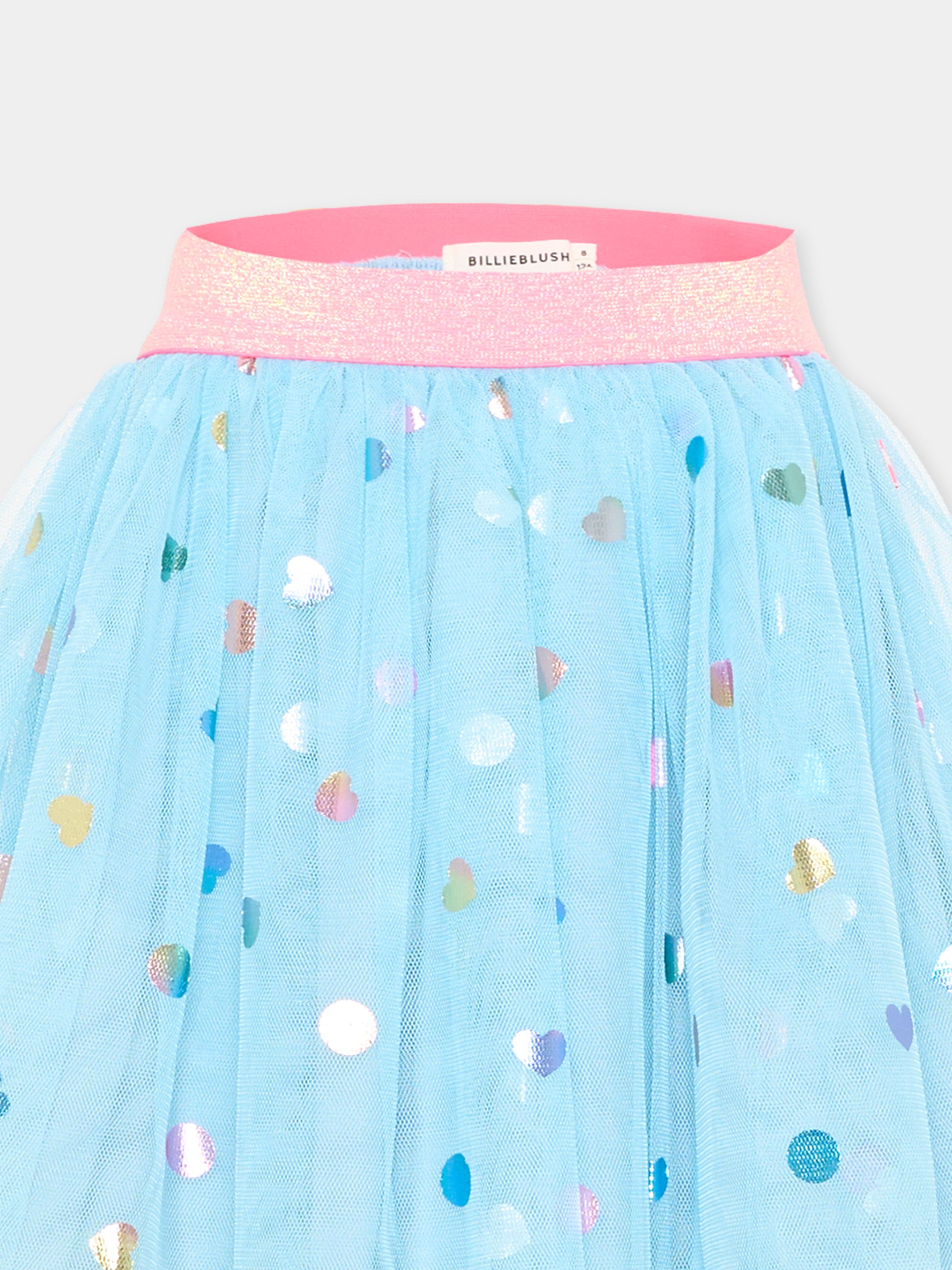 Gonna celeste per bambina con cuori,Billieblush,U22569 78R