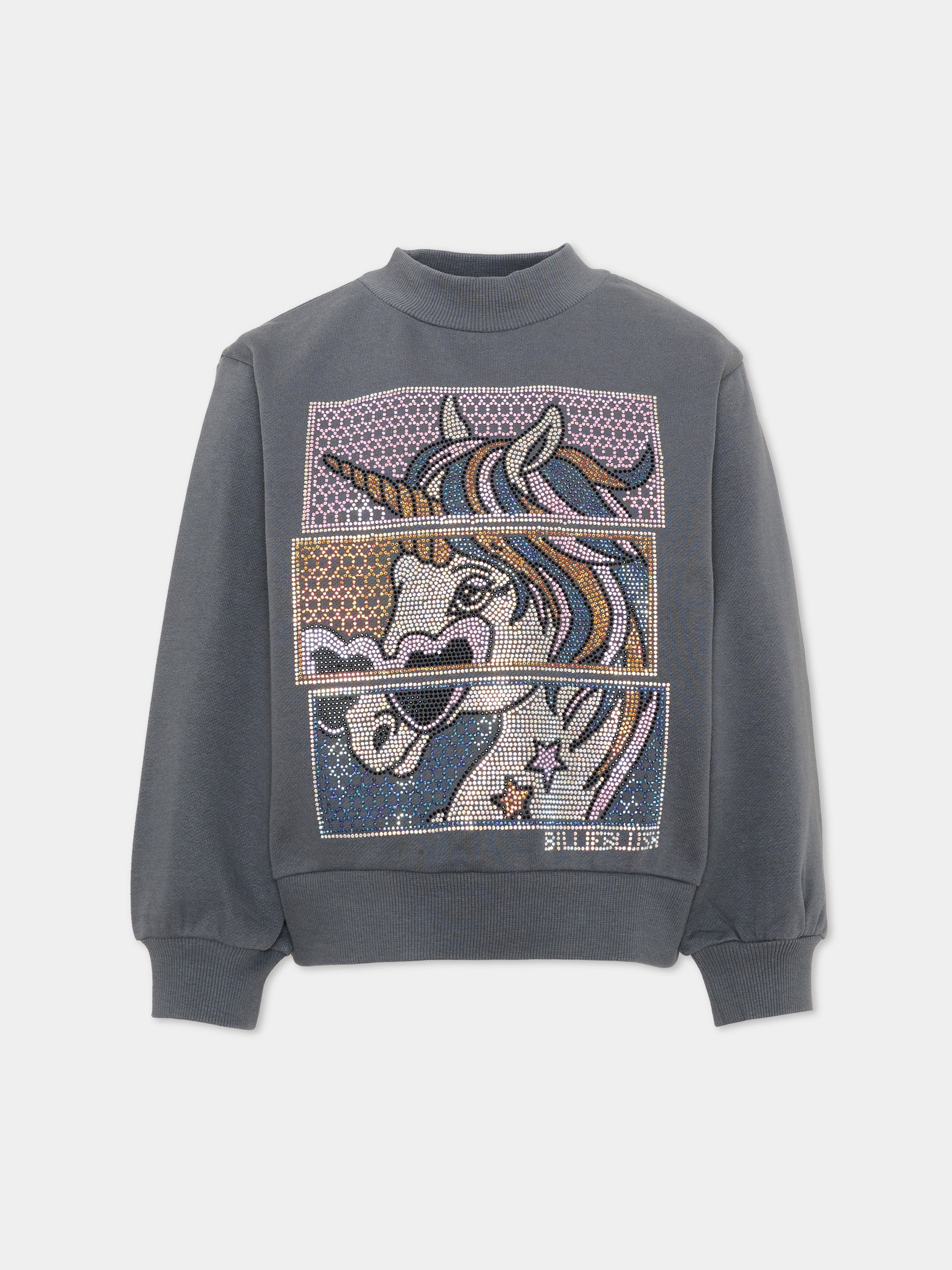 Felpa grigia per bambina con unicorno,Billieblush,U22592 083