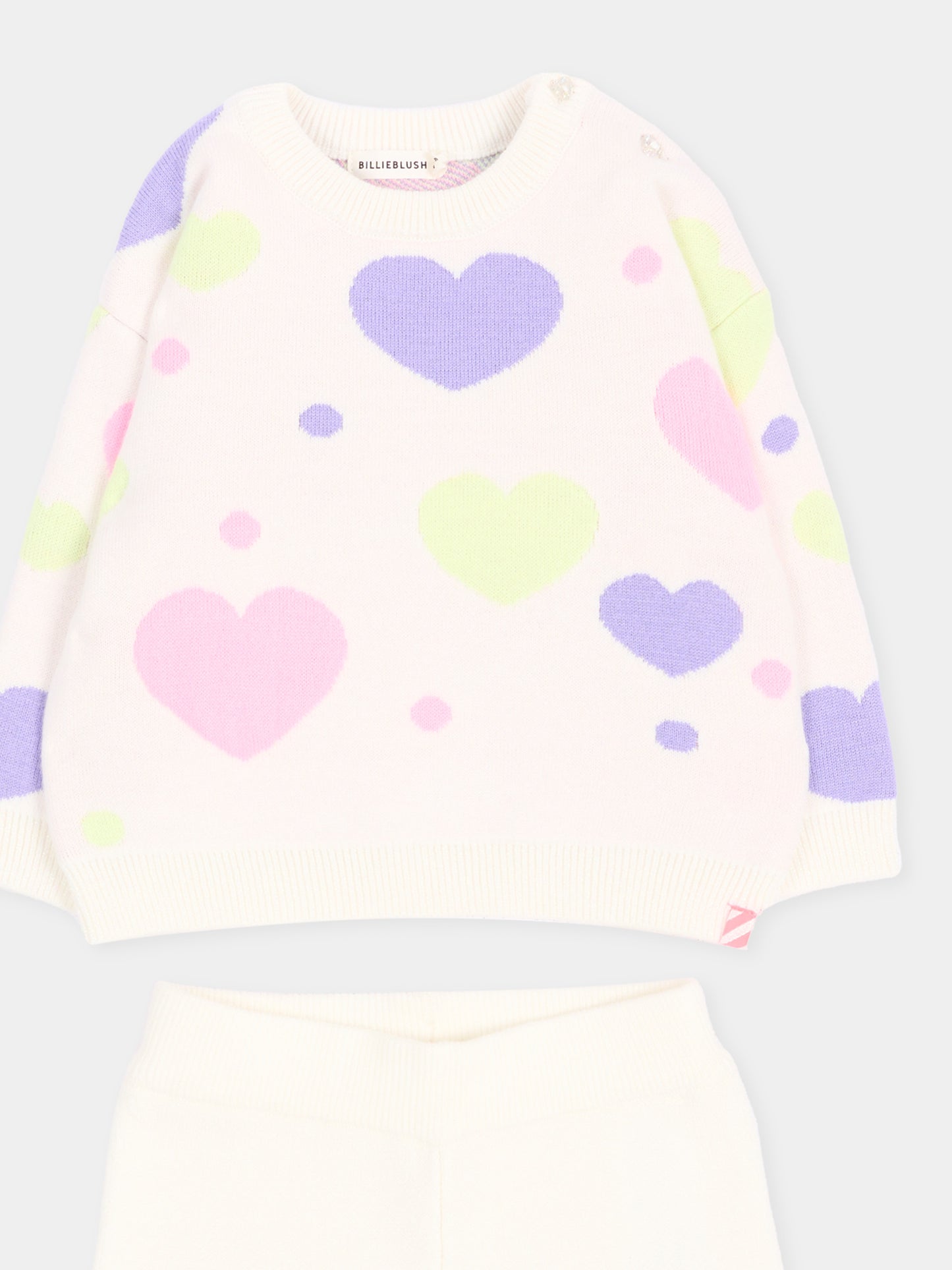 Completo sportivo avorio per neonata con cuori,Billieblush,U22611 121