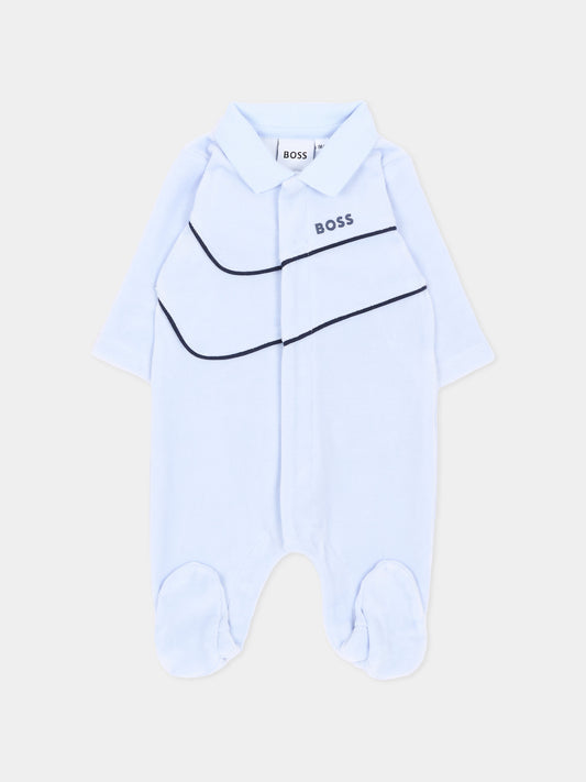 Tutina celeste per neonato con logo,Boss,J53288 771
