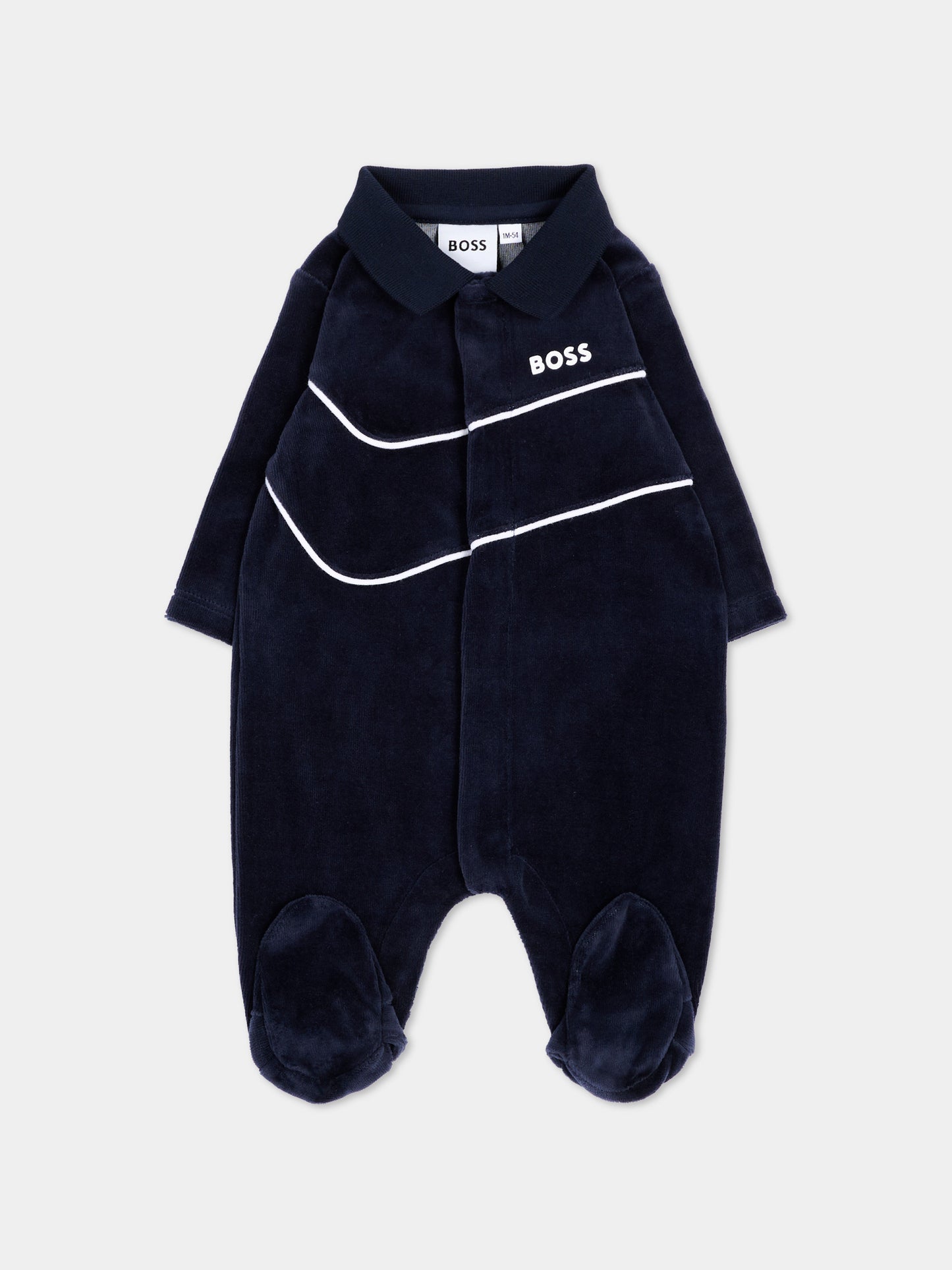 Tutina blu per neonato con logo,Boss,J53288 849