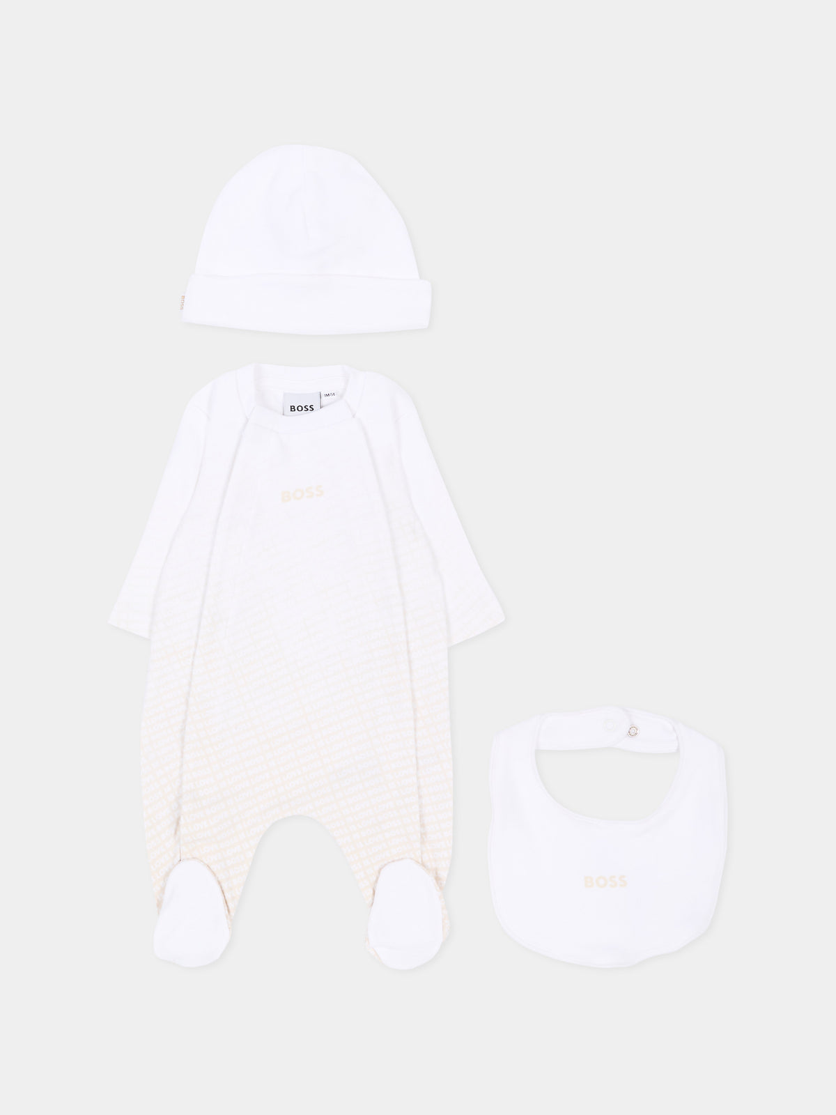 Set tutina avorio per neonato con logo,Boss,J53313 21K