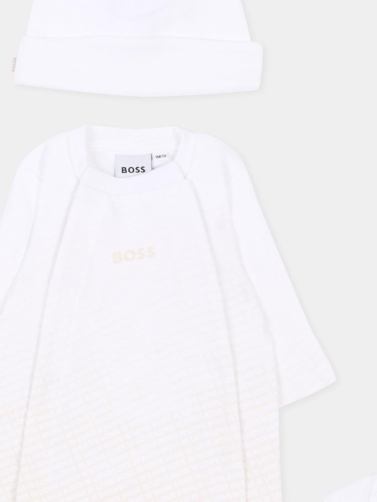Set tutina avorio per neonato con logo,Boss,J53313 21K