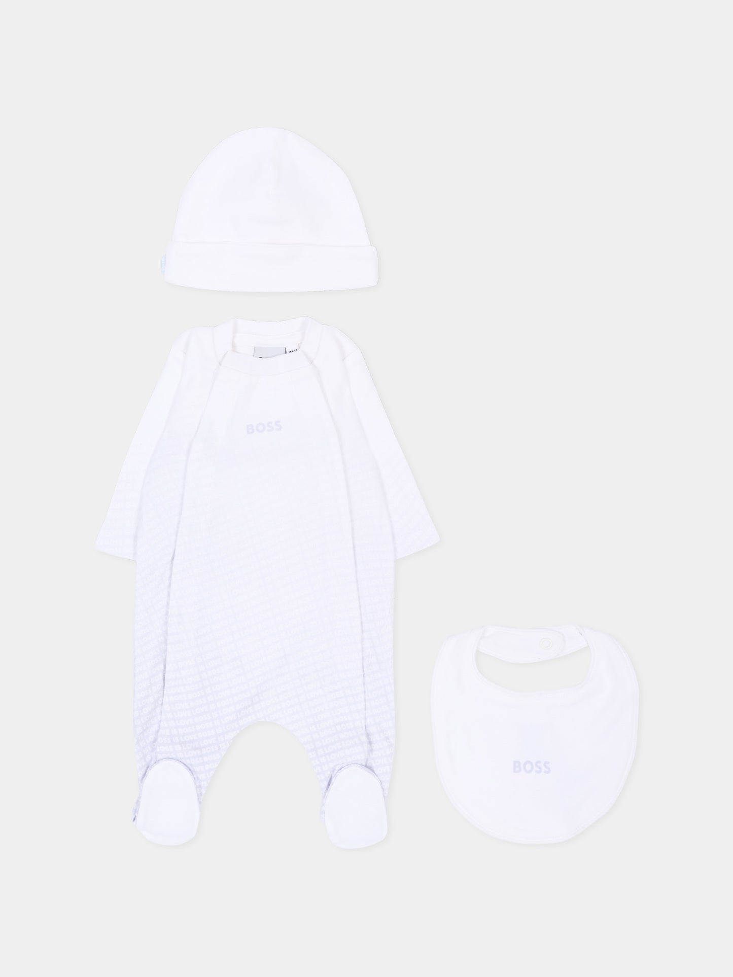 Set tutina bianco per neonato con logo,Boss,J53313 771
