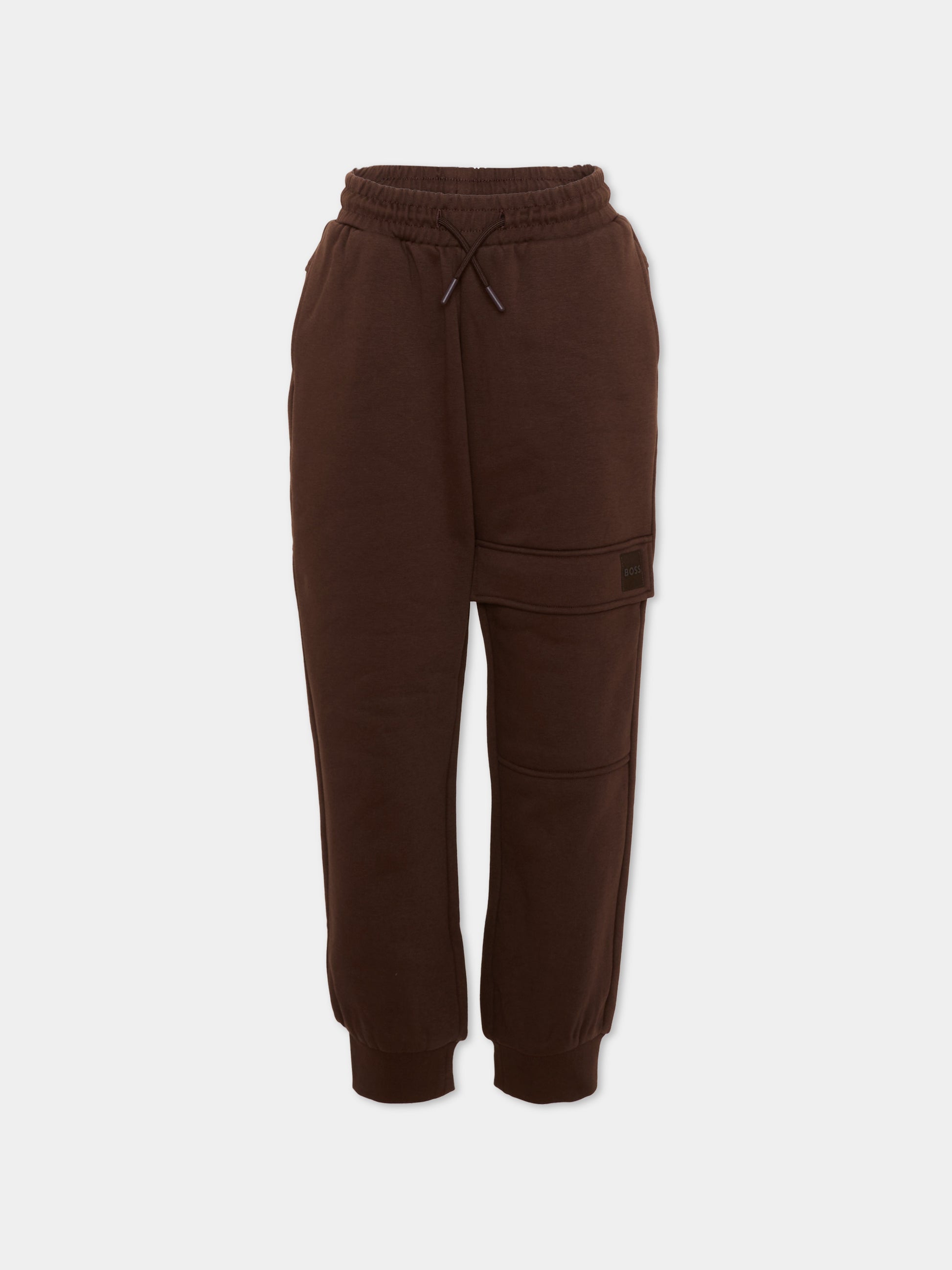 Pantalone marrone per bambino con logo,Boss,J53352 343