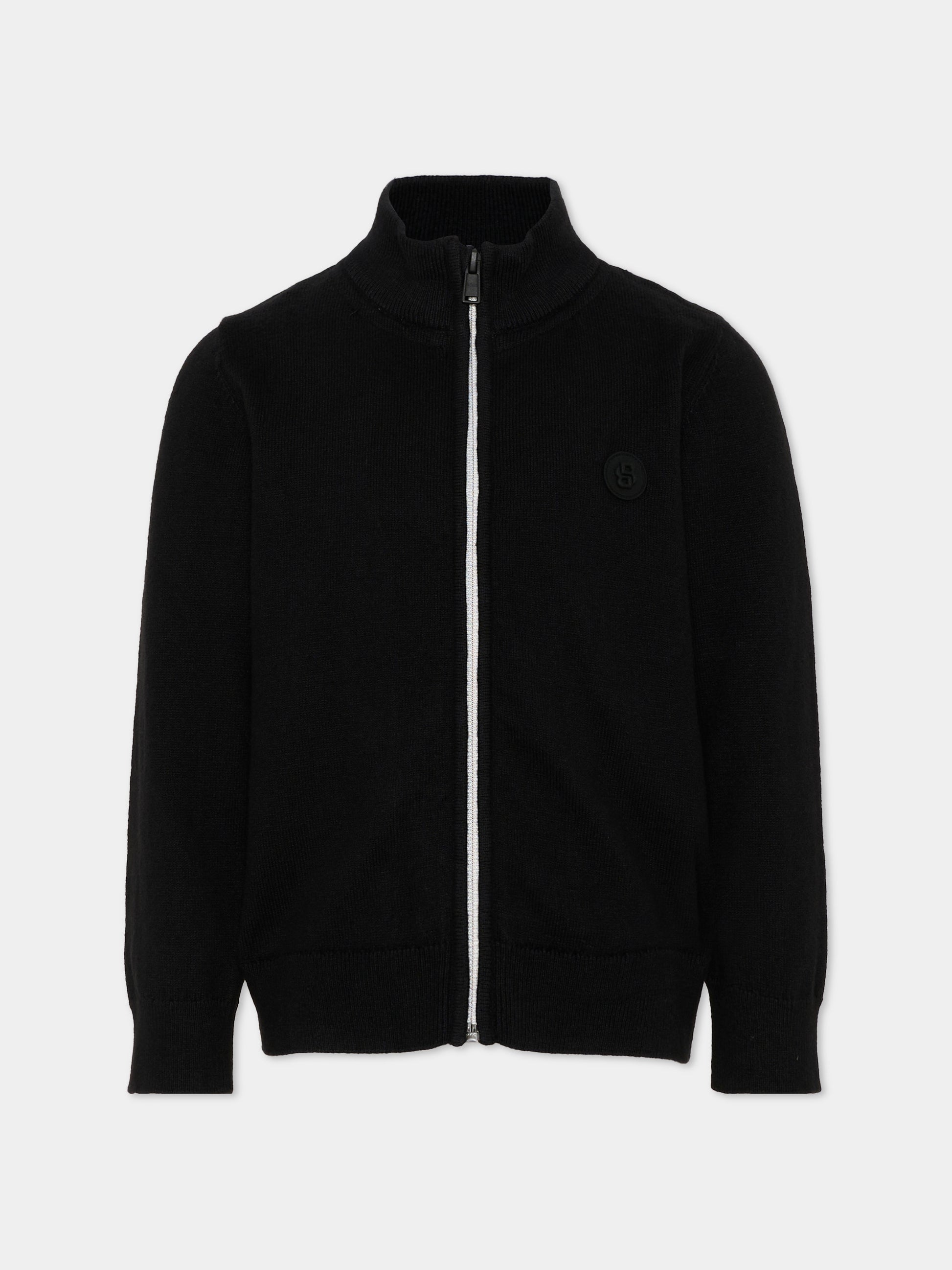 Cardigan nero per bambino con logo,Boss,J53360 09B