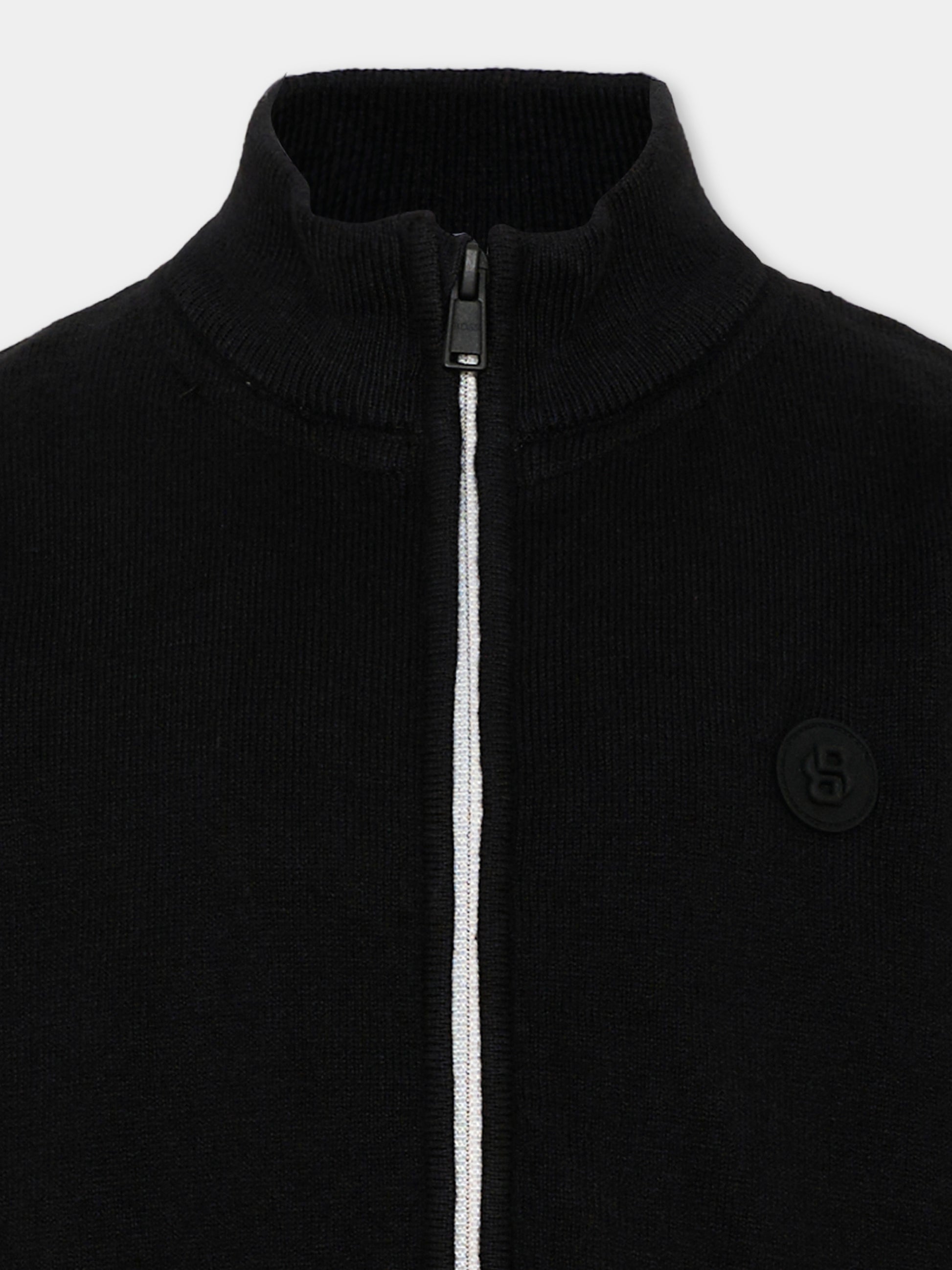 Cardigan nero per bambino con logo,Boss,J53360 09B