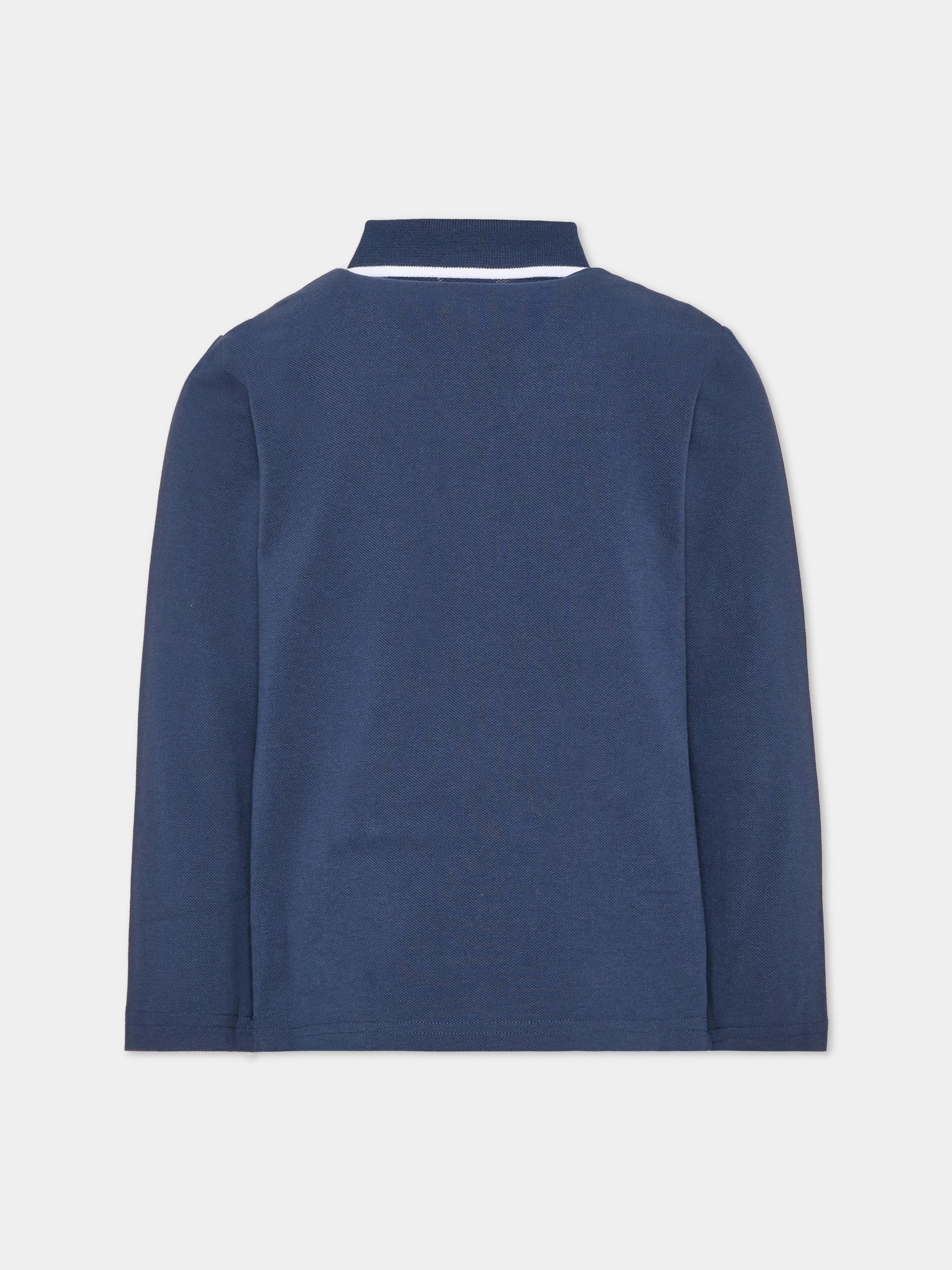Polo a manica lunga blu per bambino,Boss,J53376 849