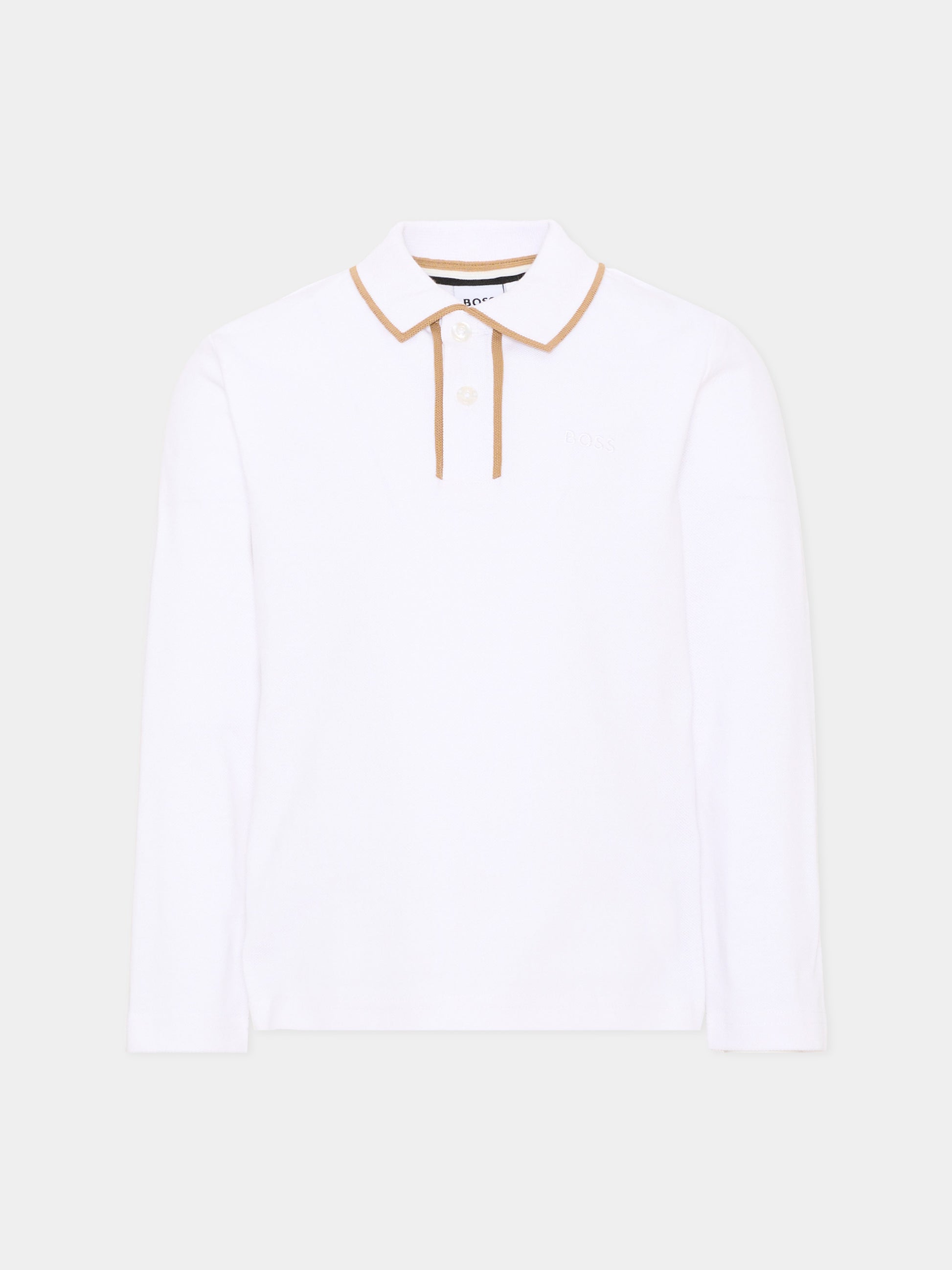 Polo bianca per bambino con logo,Boss,J53379 10P
