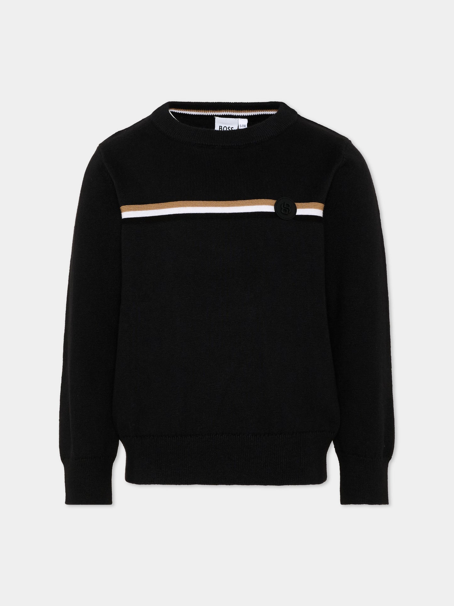 Maglione nero per bambino con logo,Boss,J53389 09B