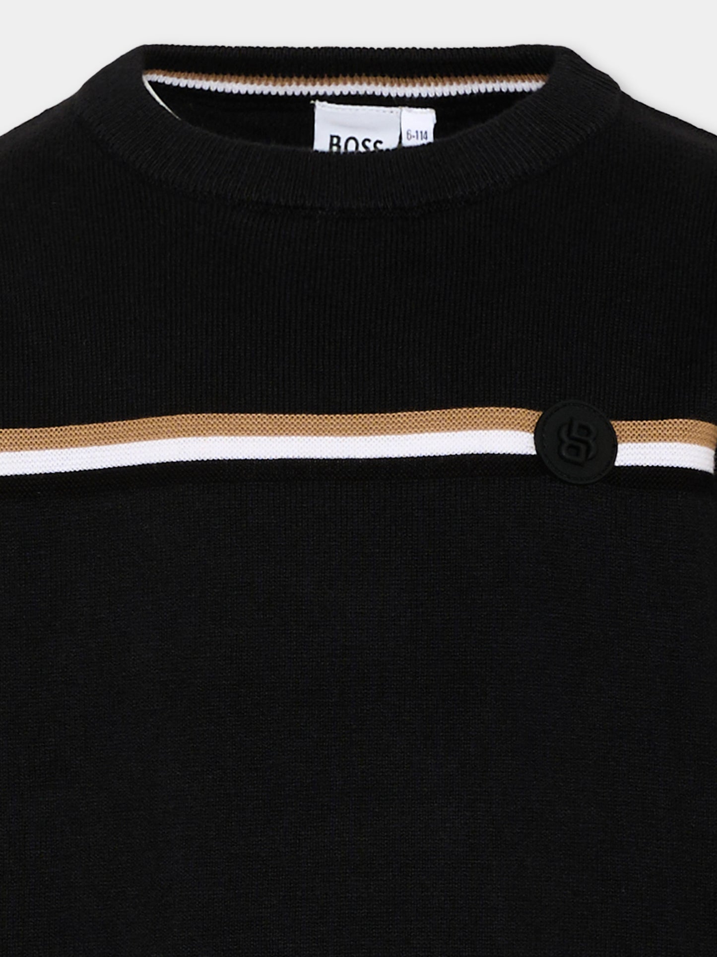 Maglione nero per bambino con logo,Boss,J53389 09B