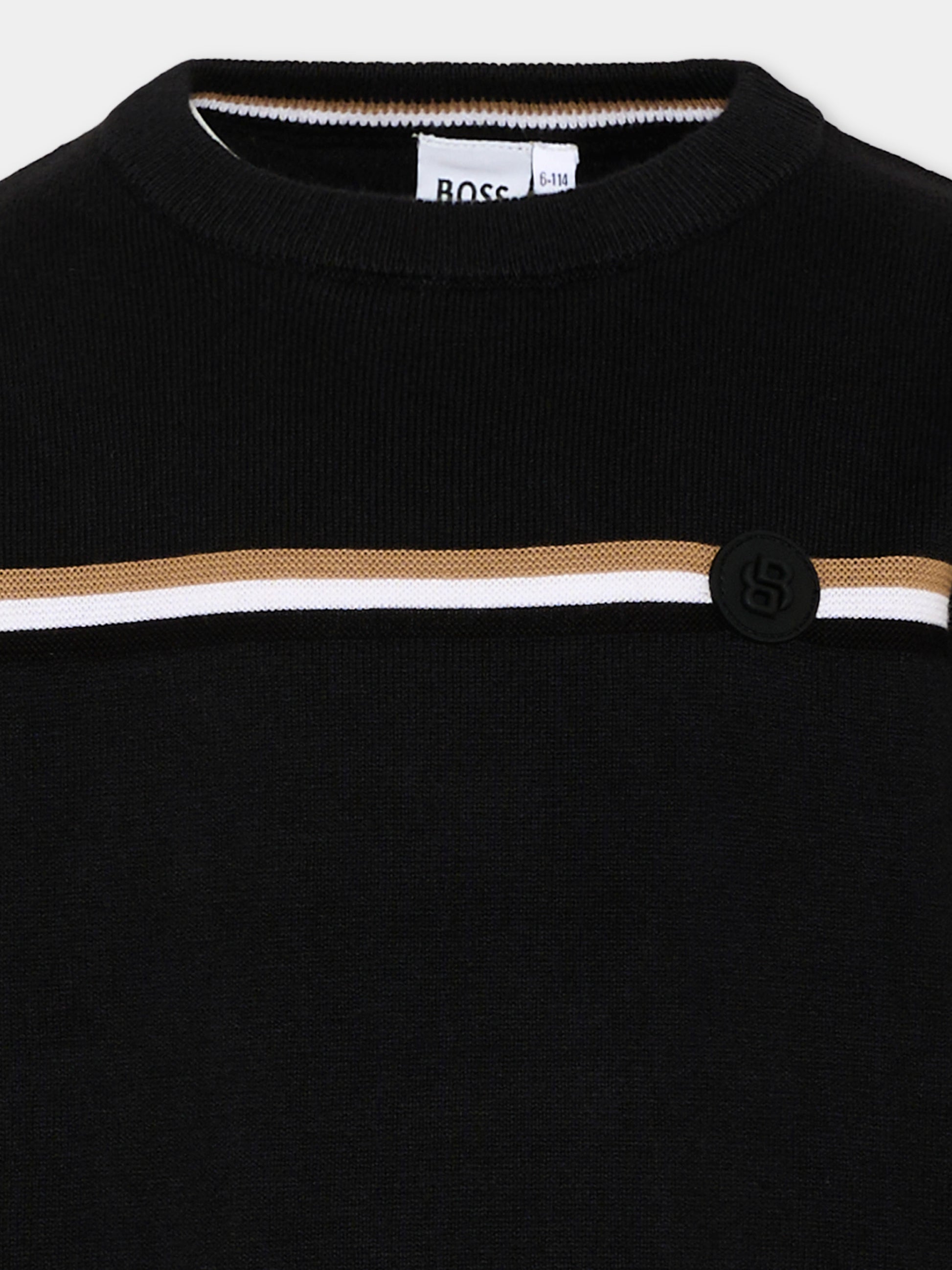 Maglione nero per bambino con logo,Boss,J53389 09B